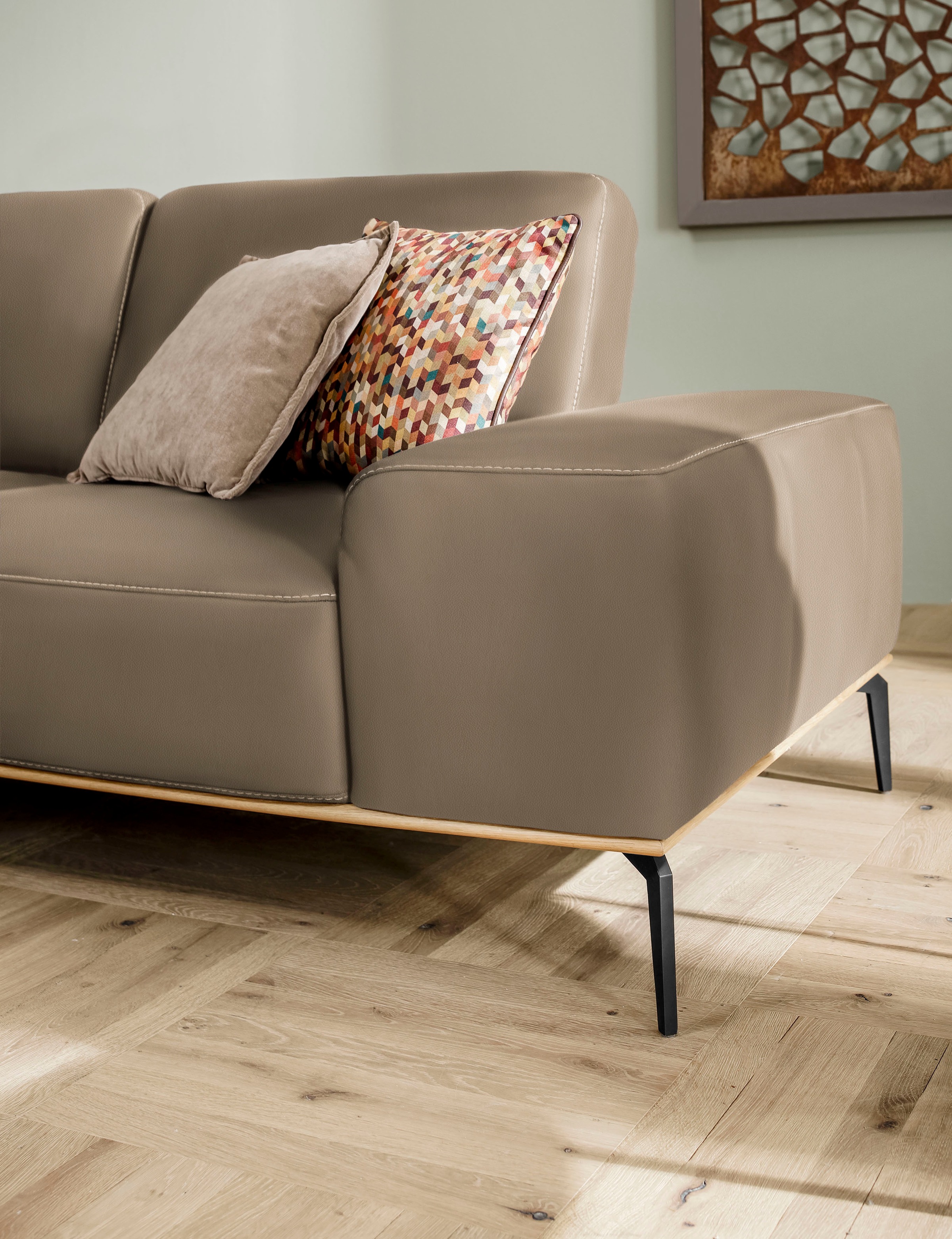 W.SCHILLIG Ecksofa »run, Designsofa mit tollem Sitzkomfort, bequem, L-Form«, mit Holzsockel, Füße in Schwarz pulverbeschichtet, Breite 299 cm