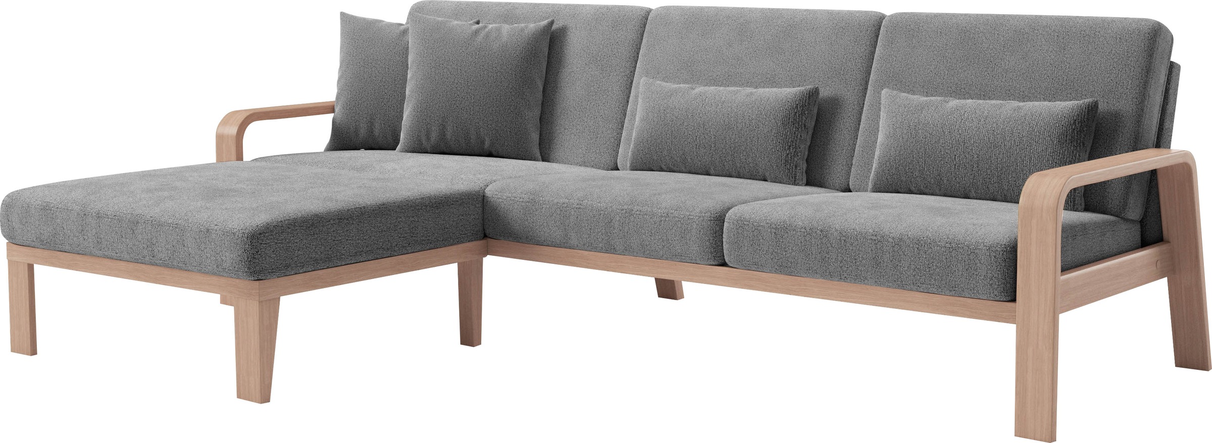 sit&more Ecksofa »Kolding L-Form«, Armlehnen aus Buchenholz in natur, verschiedene Bezüge und Farben