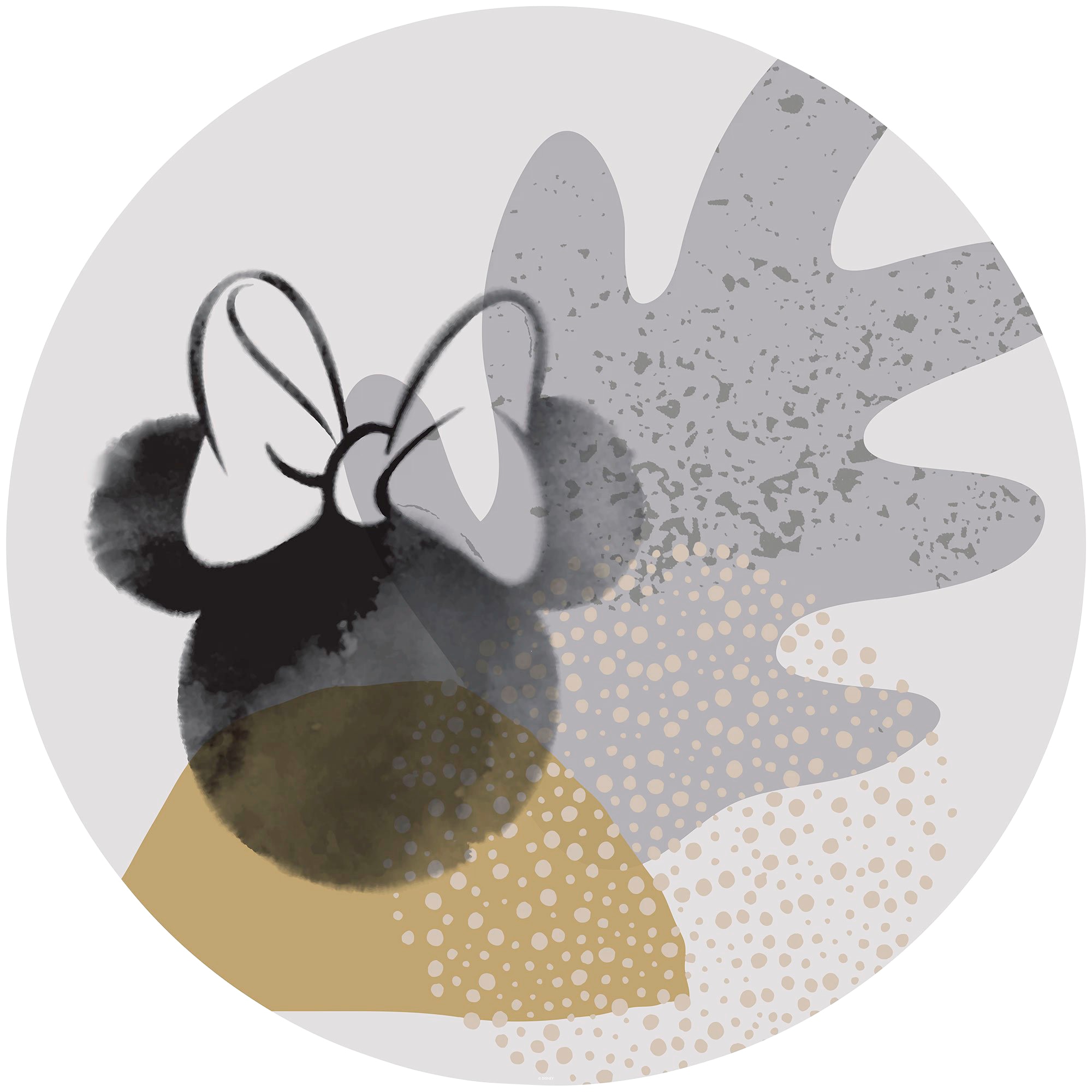Disney Selbstklebende Runde Tapete Minnie Mouse Grau Schwarz und Gelb Ø 128 günstig online kaufen