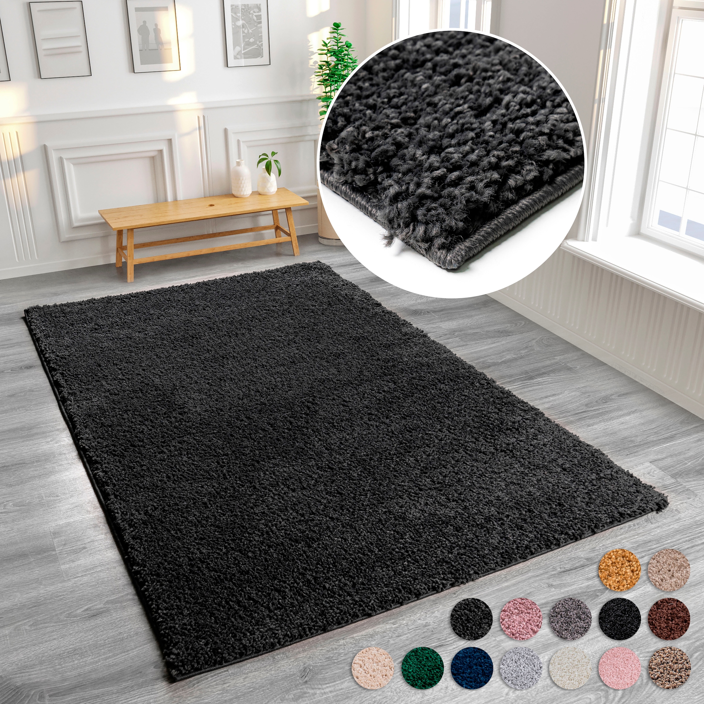 Home affaire Hochflor-Teppich »Viva«, rechteckig, 45 mm Höhe, Uni Farben, einfarbig, besonders weich und kuschelig