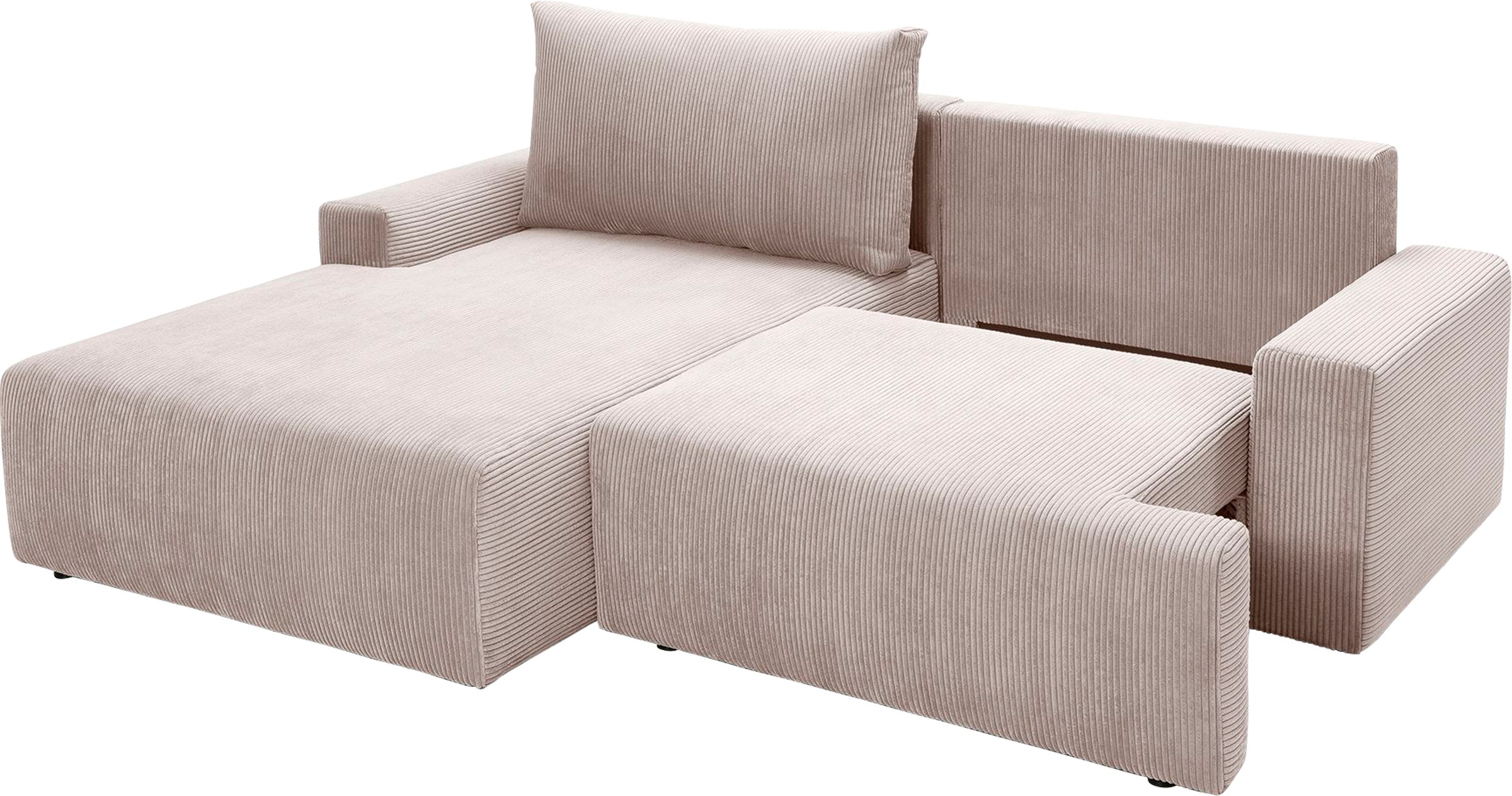 exxpo - sofa fashion Ecksofa »Orinoko, aktuelles Design und hoher Sitzkomfort, L-Form«, inkl. Bettfunktion und Bettkasten, schöne Farben im angesagten Cord