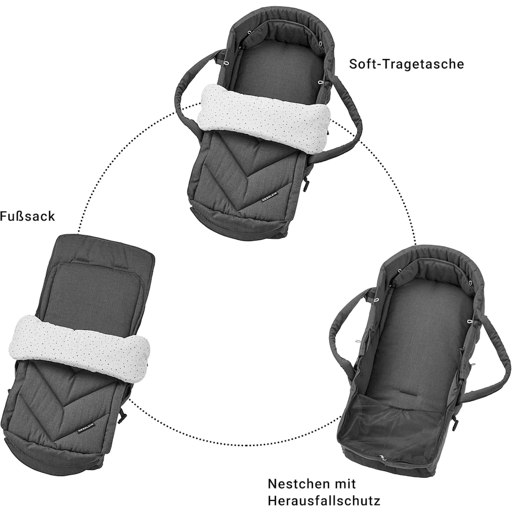 Gesslein Kombi-Kinderwagen »F10 Air+, eloxiert/tabak, grau meliert/Streifen«