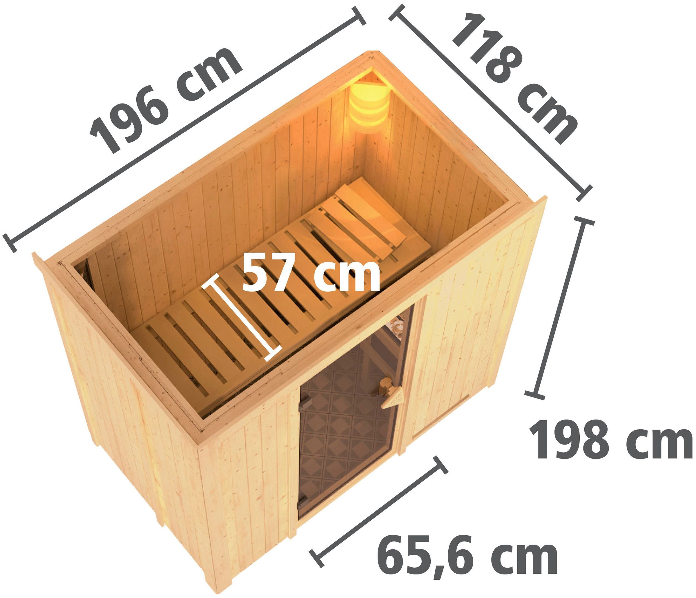 Karibu Sauna »Vada«, 9 KW-Ofen mit integrierter Steuerung