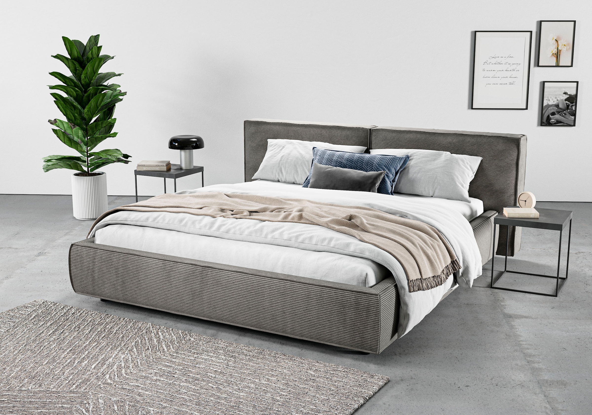 Home affaire Polsterbett »Adrina mit Biesenoptik, Feincord und Luxus-Microf günstig online kaufen