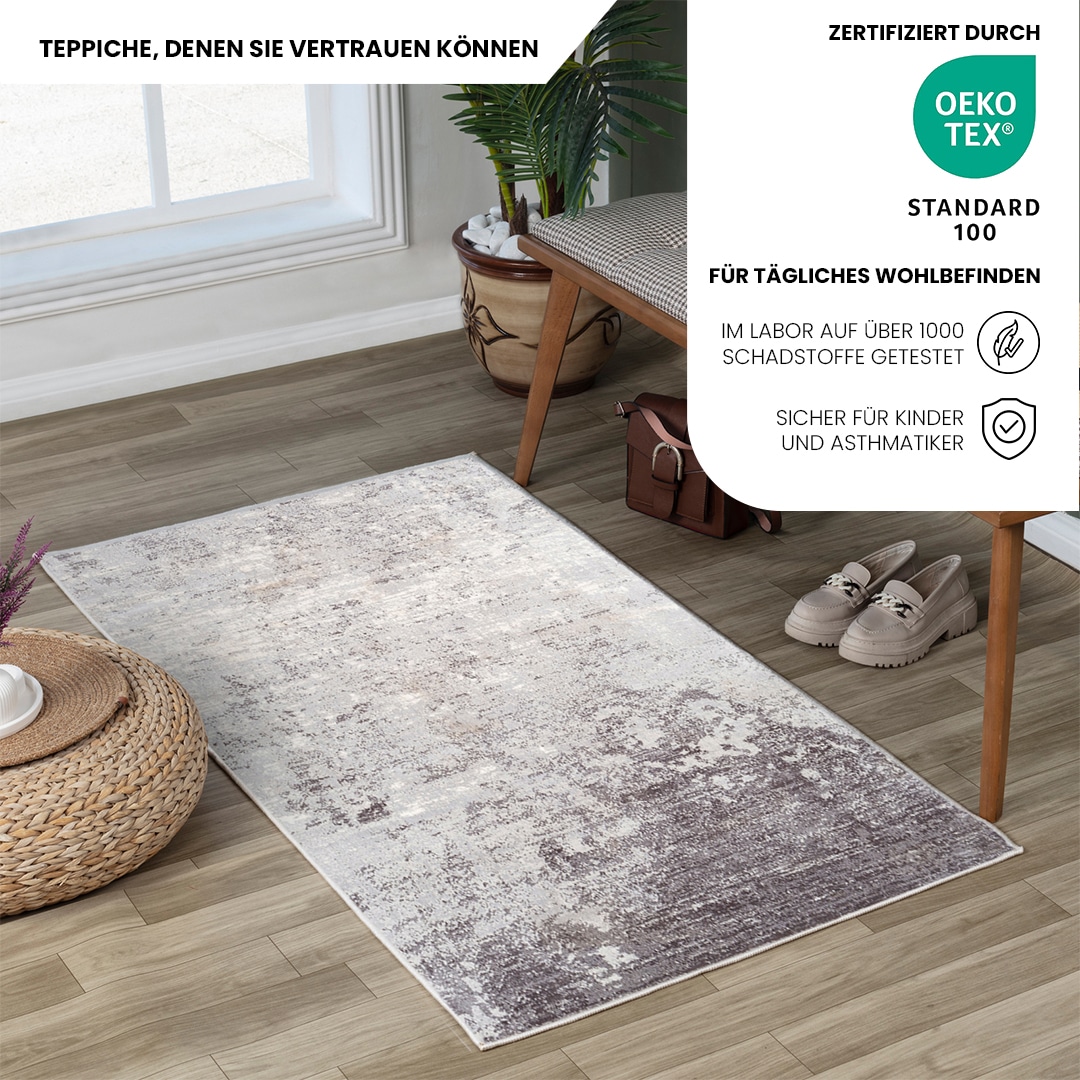 Livabliss Teppich »BANGKOK«, rechteckig, 9 mm Höhe, Designerteppich in Marmor Optik, Kurzflor Wohnzimmerteppich/Läufer