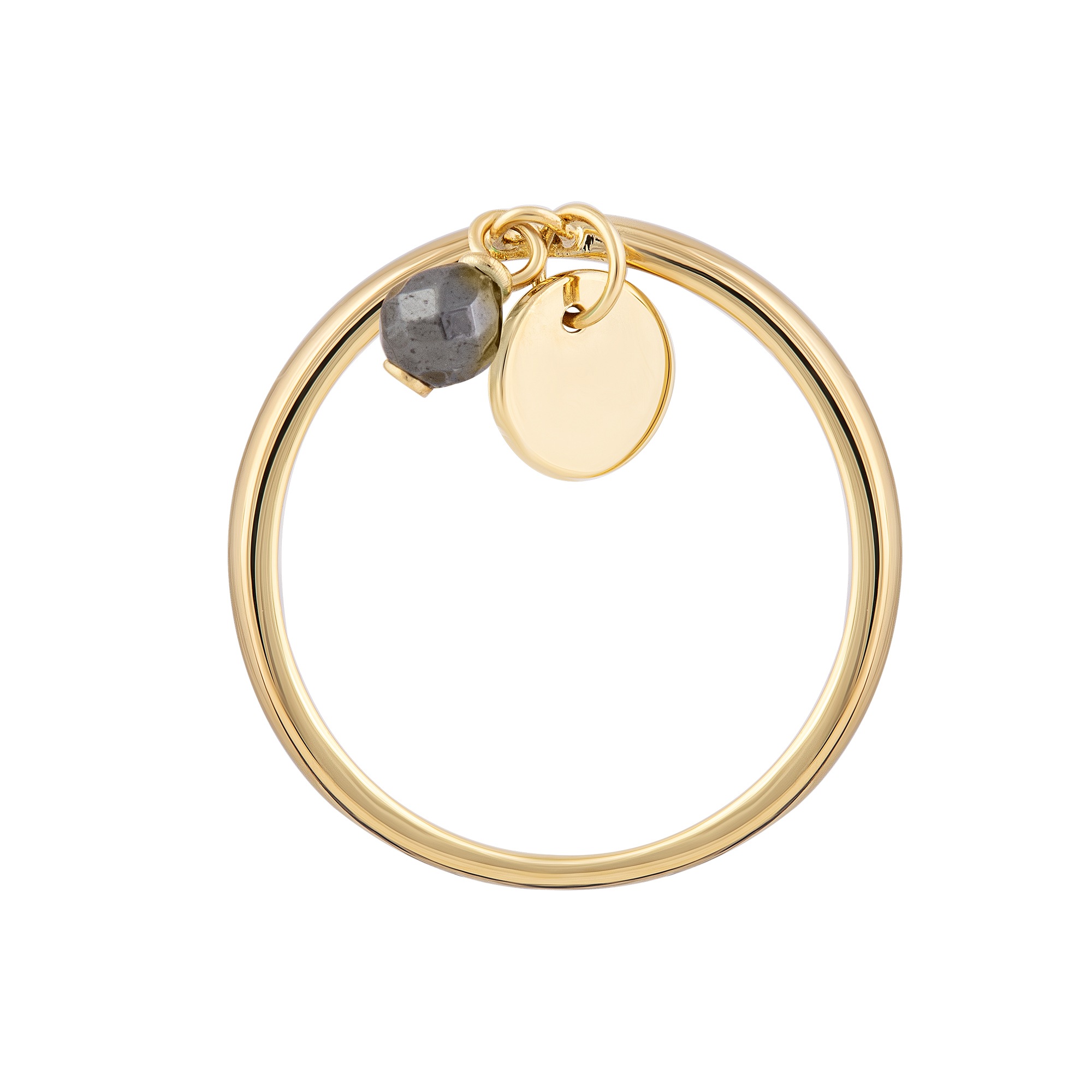 CAÏ Fingerring »925 Silber vergoldet Anhänger Hämatit Plättchen«