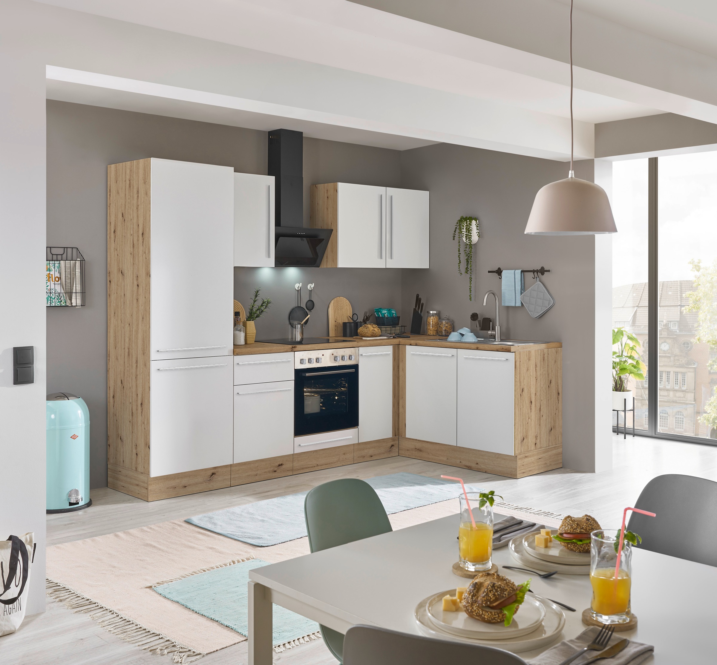 KOCHSTATION Winkelküche »Florida, Stellbreite 270x165 cm«, wahlweise mit E-Geräten, mit Softclose für Türen und Schubkästen