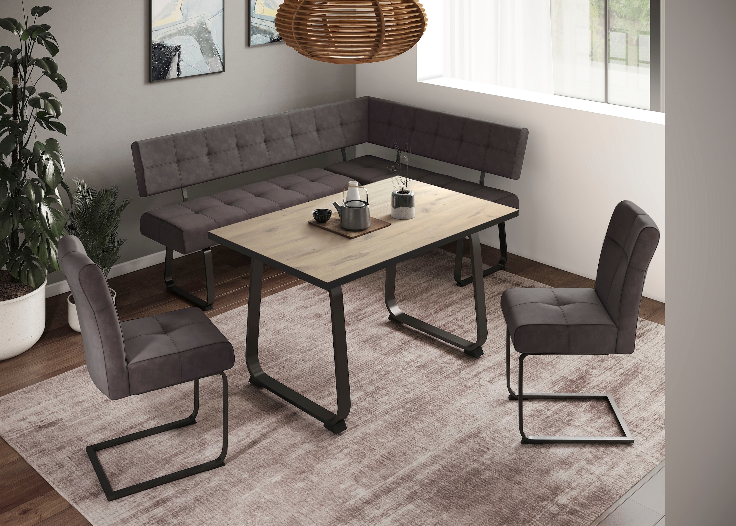 HELA Essgruppe »RUHR« 4 Stk. tlg. Kufentisch 140x90 cm, Schwingstuhl und Ba günstig online kaufen