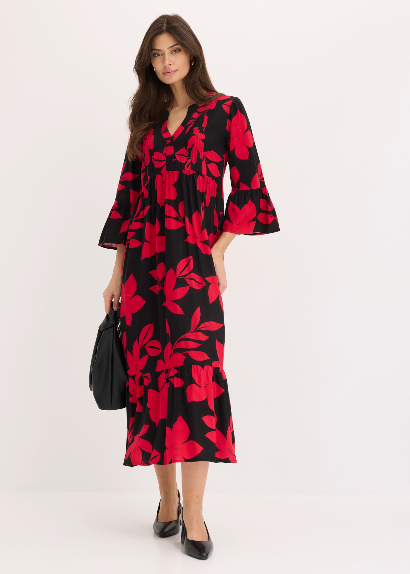 bonprix Maxikleid »Maxikleid aus fließender Viskose« für modischen Auftritt, aus Viskose, A-Linie, 3/4-Ärmel