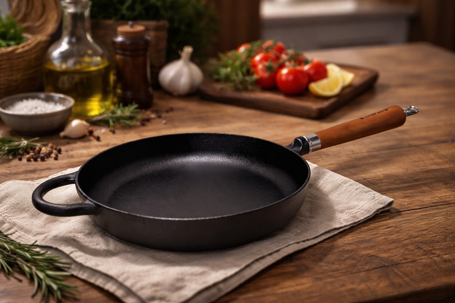 Ronneby Bruk Bratpfanne »Maestro, hoch, Ø 28 cm, mit Holzgriff« Gusseisen 1 tlg.