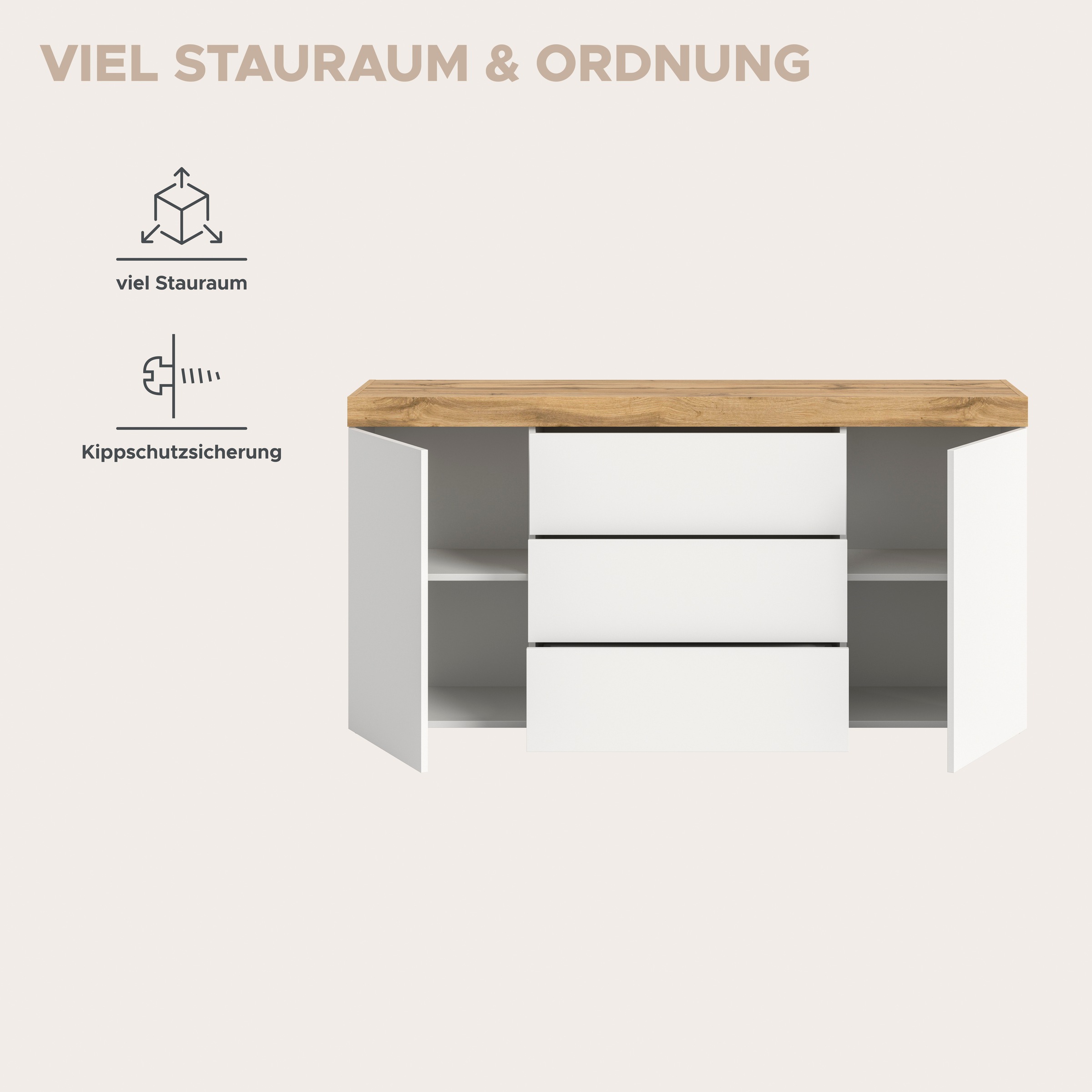 OTTO home Sideboard »MAMBO, Breite 160 cm, Höhe 80 cm« 1 Stk. tlg. Kommode, Anrichte, Wohnzimmer, Schlafzimmer