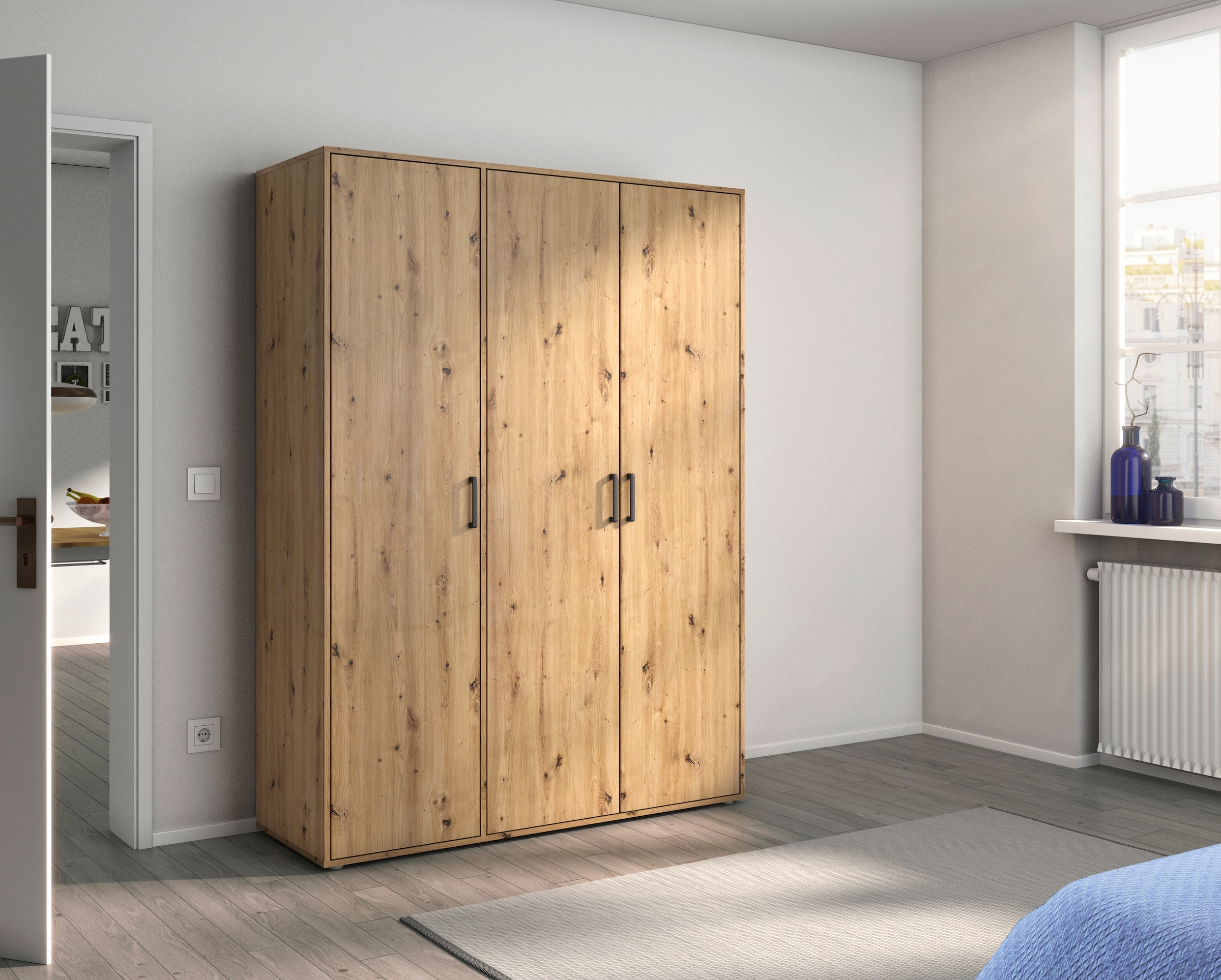 rauch Drehtürenschrank »Kleiderschrank Schrank Garderobe Wäscheschrank TOPSELLER VOYAGER«, mit modernen Griffen in Graumetallic, viel Stauraum MADE IN GERMANY