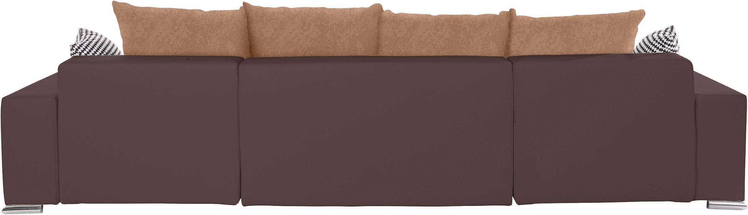 COLLECTION AB Wohnlandschaft »XL-Josy U-Form, Breite 313 cm, Kunstleder-Mix, Microfaser«, inkl. Bettfunktion, Bettkasten, mit 4 gleich großen Rückenkissen