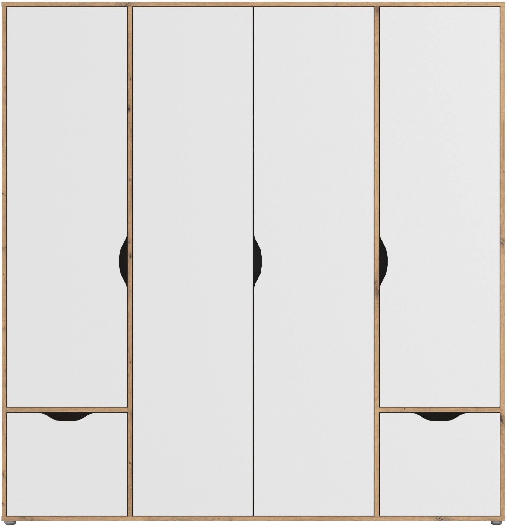 rauch Drehtürenschrank »Kleiderschrank Schrank Garderobe Wäscheschrank NARAI mit Schubladen«, (in 3 verschiedenen Ausstattungen BASIC/CLASSIC/PREMIUM), Griffausfräsungen für eine grifflose Optik TOPSELLER MADE IN GERMANY