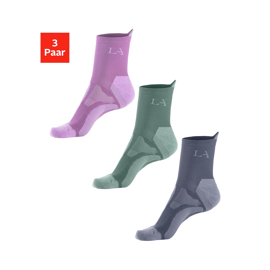 LASCANA ACTIVE Wandersocken, (Set, 3 Paar), mit verstärkten Belastungszonen