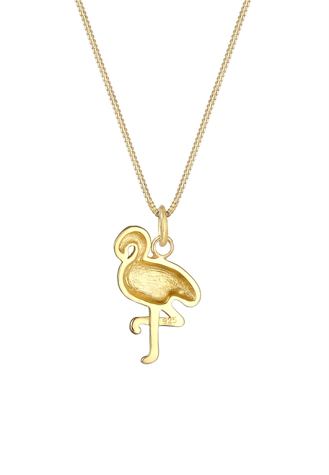 Elli Kette mit Anhänger »Emaille Anhänger Flamingo 925 Sterling Silber vergoldet«