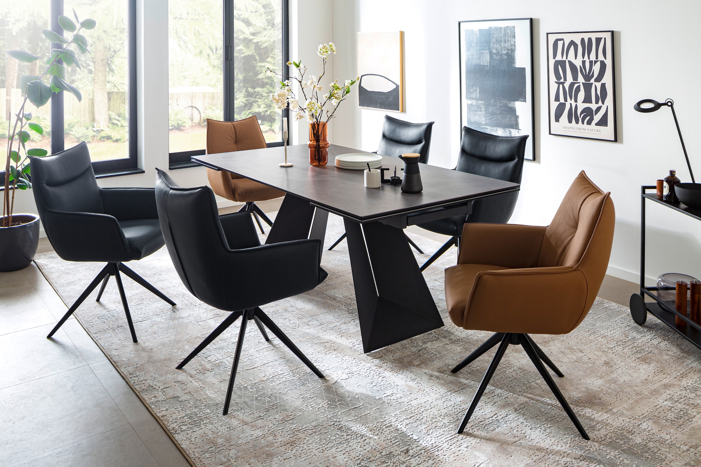 MCA furniture Esstisch »Nagoya« 1 Stk. tlg. Auszugstisch, Stirnauszug, Metallgestell, Keramik, Sicherheitsglas