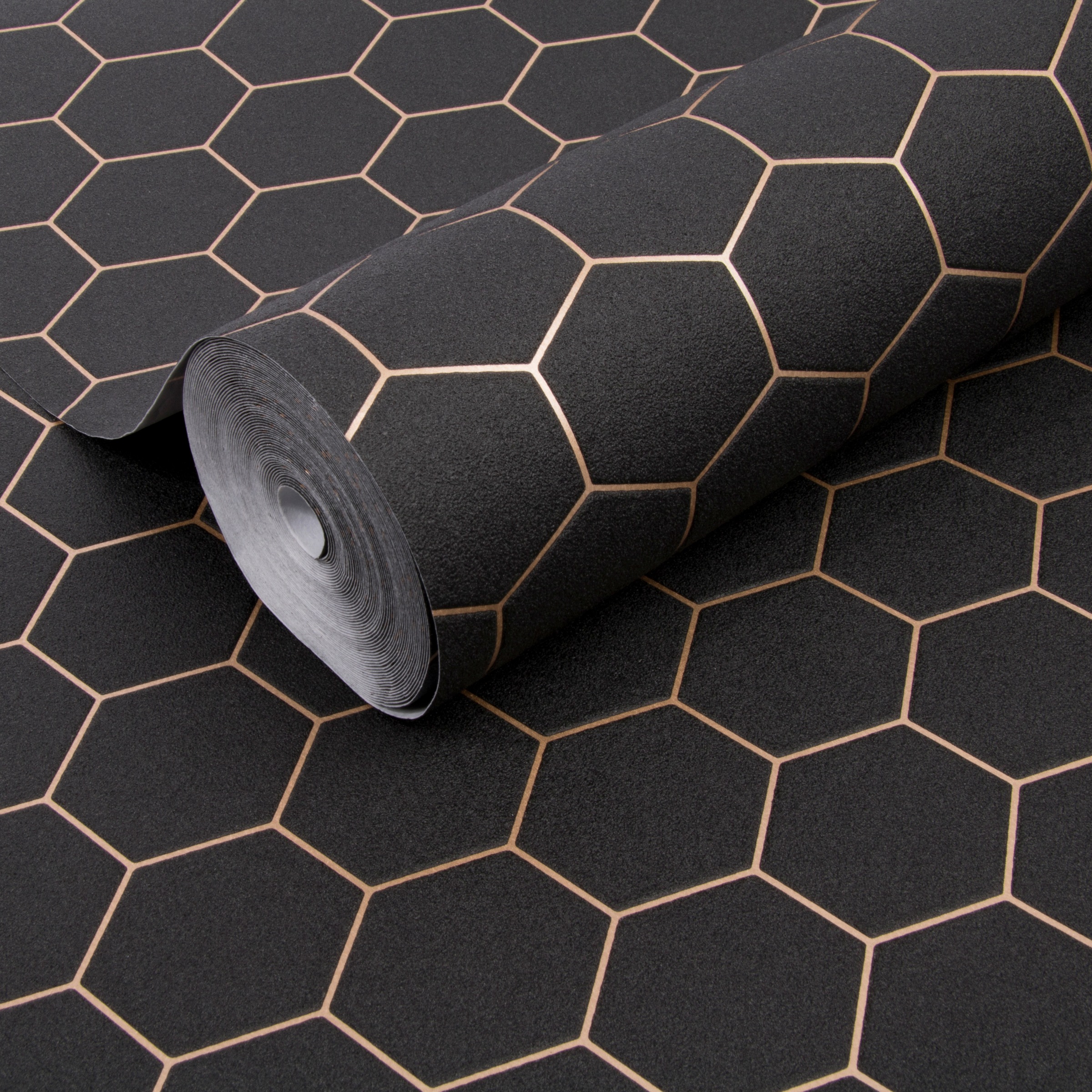 WOW Vliestapete »Hexagon Geo« geometrisch aufgeschäumt Schwarz - 10m x 52cm