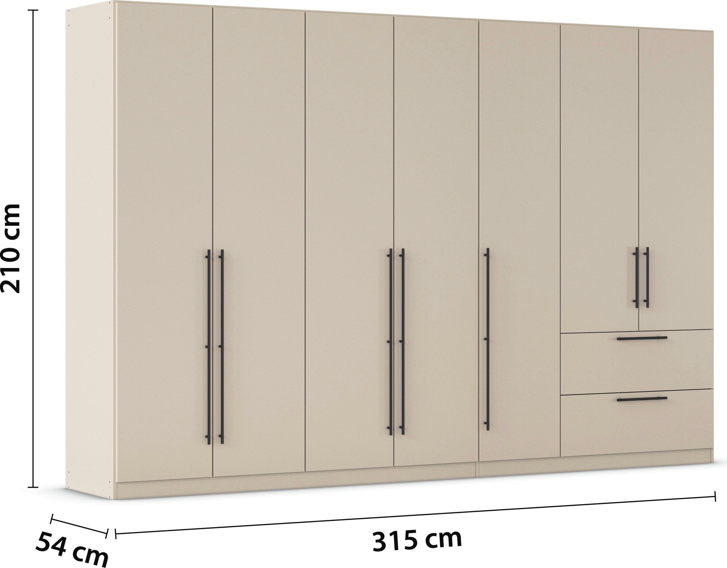 rauch Kleiderschrank »Drehtürenschrank Schrank Garderobe Wäscheschrank Schlafzimmer AVOLA«, (in 3 verschiedenen Ausstattungen BASIC/CLASSIC/PREMIUM), mit hochwertigen Stangengriffen aus Metall in Schwarz MADE IN GERMANY