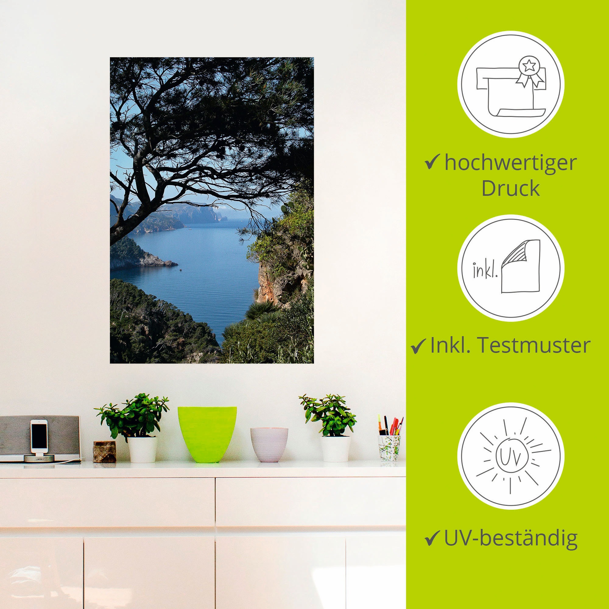 Artland Wandbild »Typische Cala auf Mallorca - Spanien«, Gewässer, (1 St.), als Alubild, Leinwandbild, Wandaufkleber oder Poster in versch. Größen