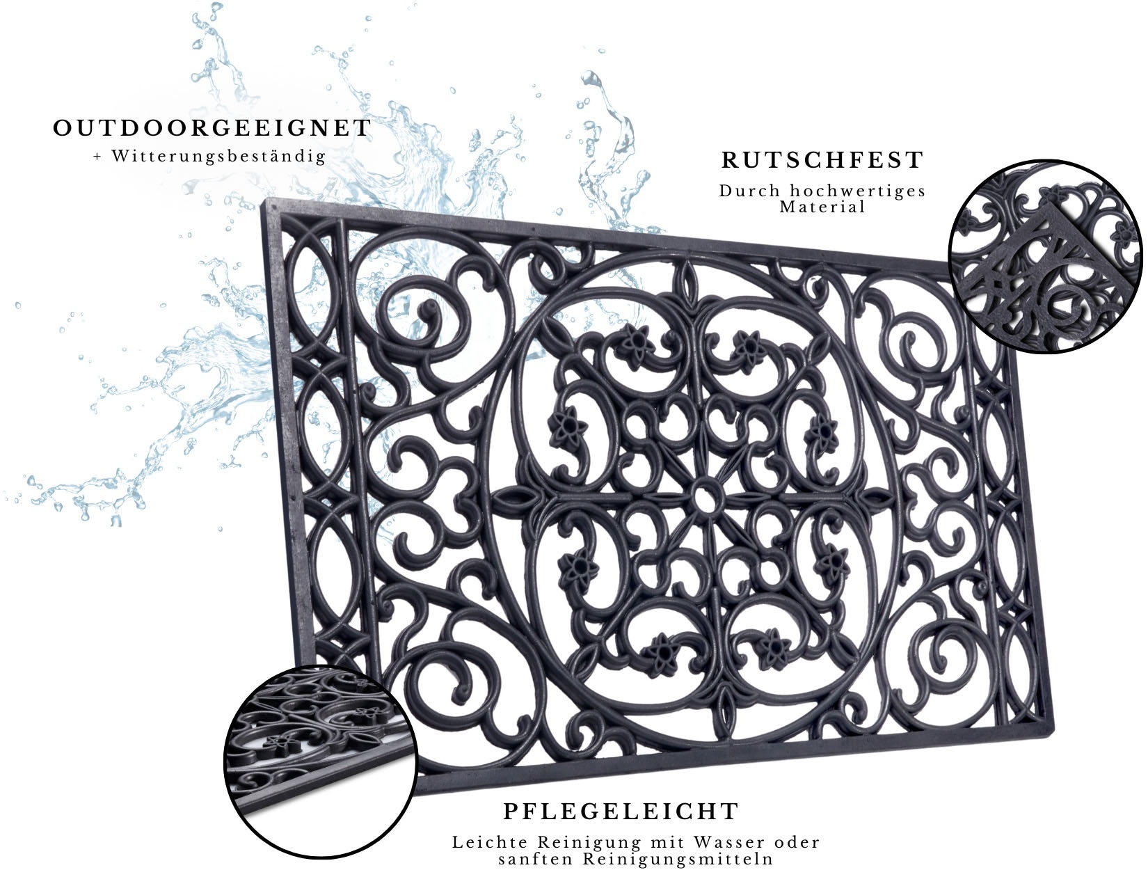 HANSE Home Fußmatte »Mix Mats Gusseisen-Optik Gummi Trellis, Türmatte«, rechteckig, 8 mm Höhe, Strapazierfähig, pflegeleicht, robust, wetterfest, UV-beständig