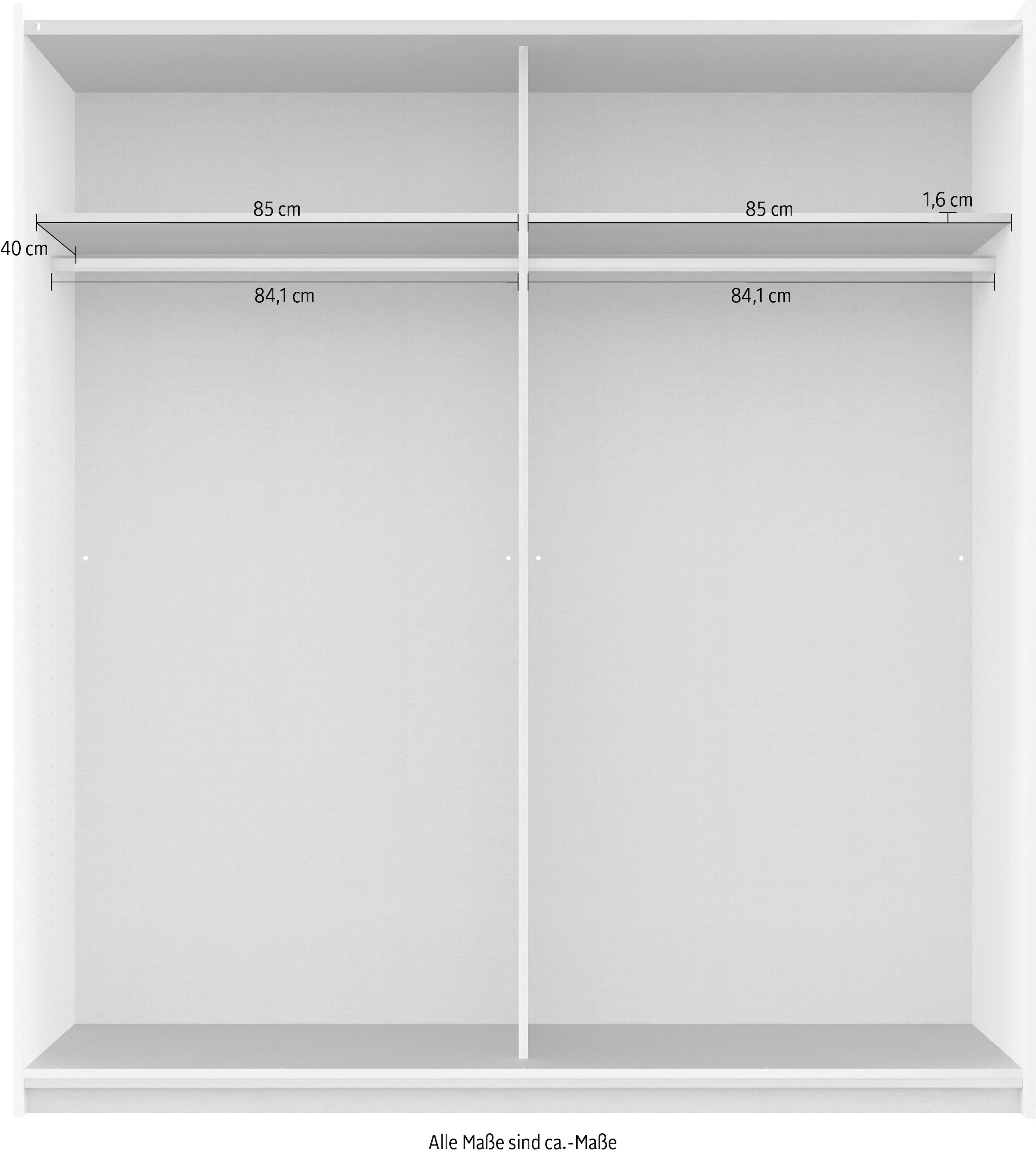 rauch Schwebetürenschrank »Kleiderschrank Schrank Garderobe SATURN mit 3 Ausstattungsvarianten«, 3 verschiedene Ausstattungsvarianten Griffe aus Metall MADE IN GERMANY