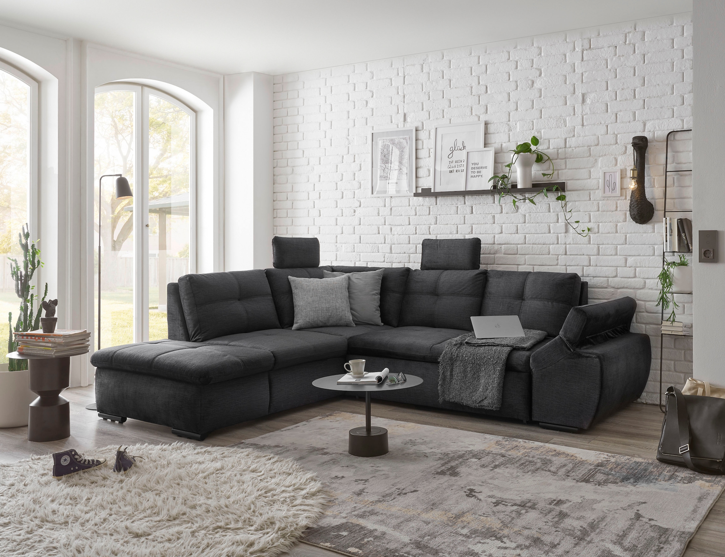 ED EXCITING DESIGN Ecksofa "Alija L-Form", mit Bettfunktion, Armteilverstel günstig online kaufen