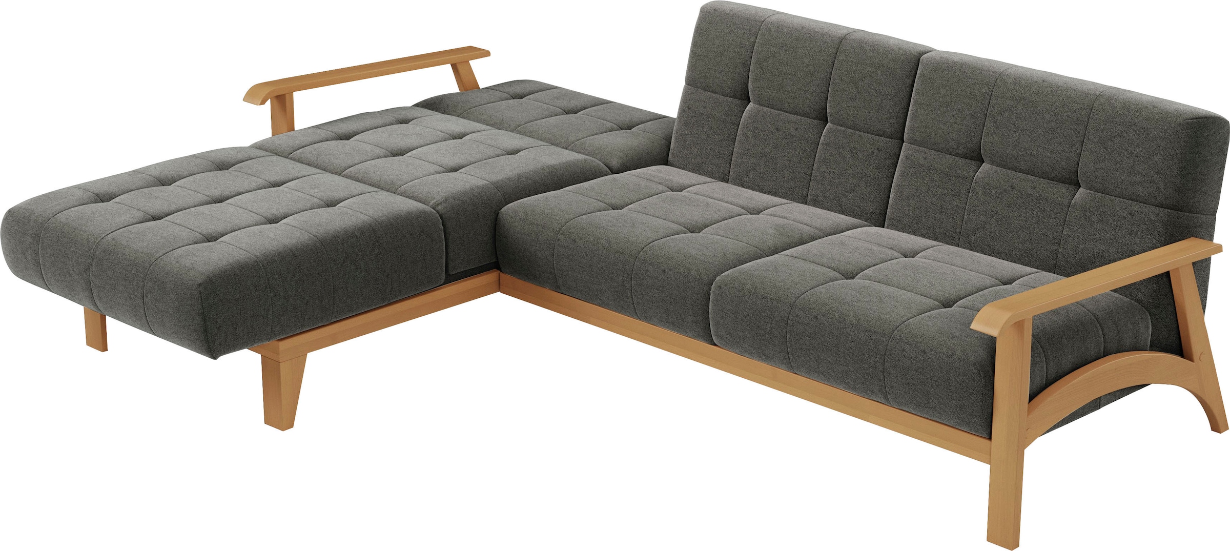 sit&more Ecksofa »Billund L-Form«, Armlehnen aus eichefarbigem Buchenholz, verschiedene Bezüge und Farben
