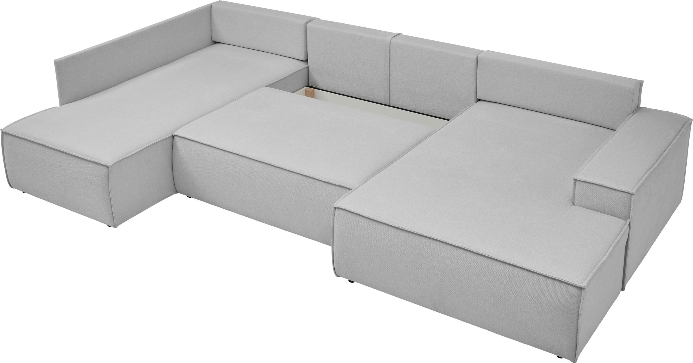 andas Wohnlandschaft »FINNLEY U-Form XXL 329 cm, Schlafsofa, Schlaffunktion m. Bettkasten«, (194/139 cm), Bouclé, Struktur und Cord