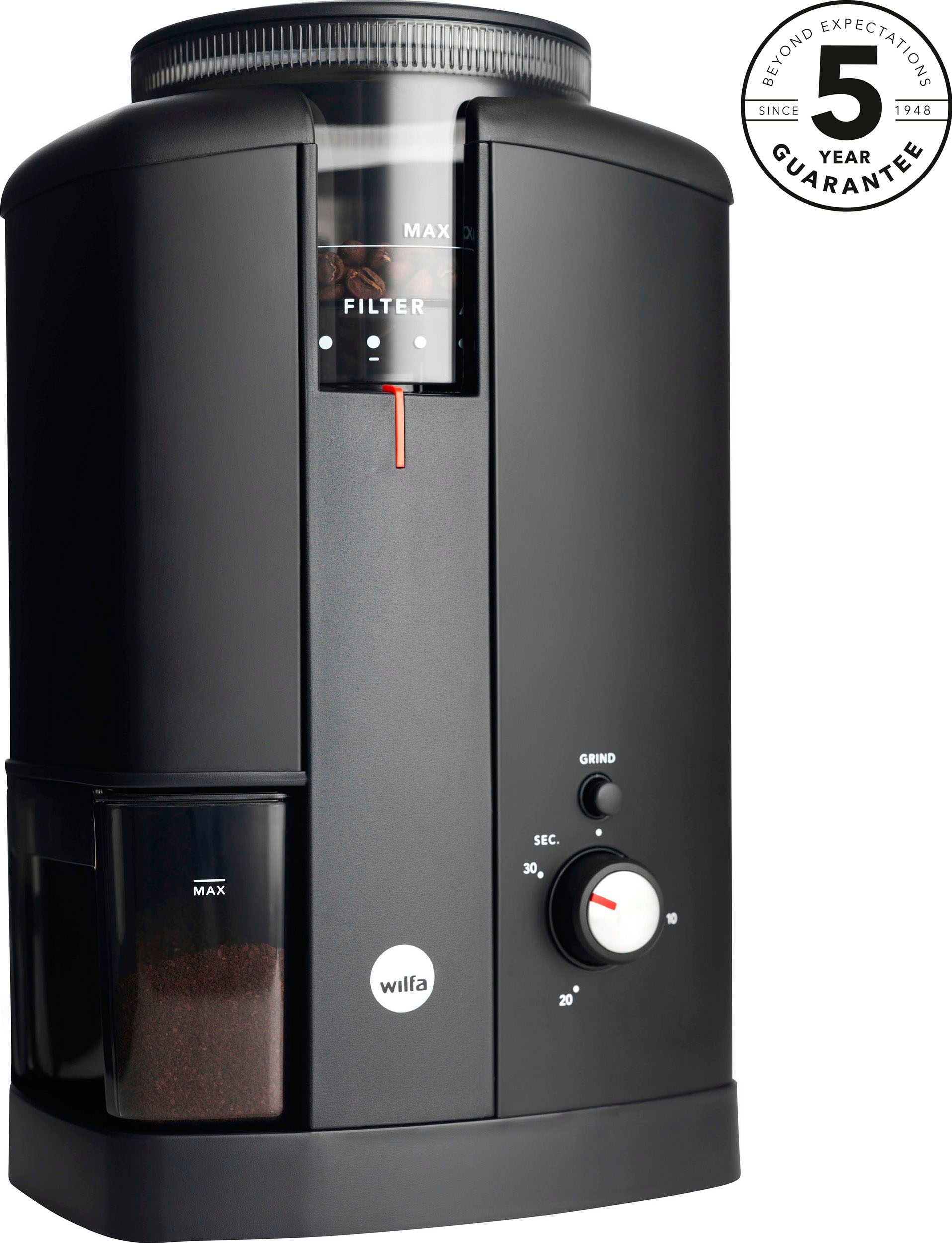 wilfa Kaffeemühle »Svart Aroma CGWS-130B, 605771«, 250 g Bohnenbehälter