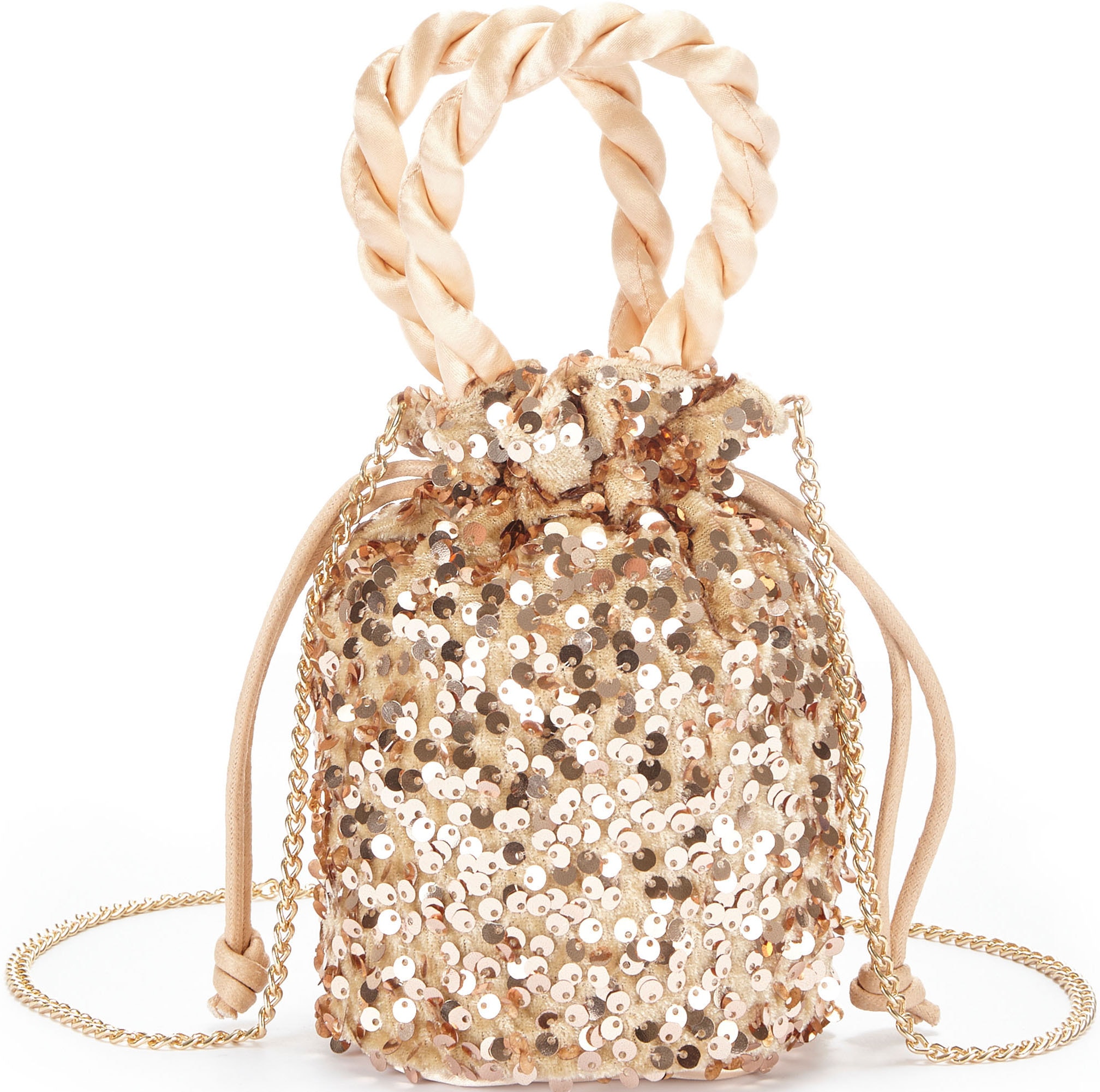 Vivance Umhängetasche, Beuteltasche, Partytasche mit Glitzer, Schultertasche, Minibag, VEGAN