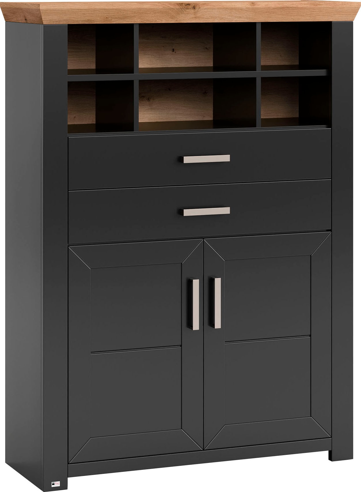 set one by Musterring Highboard »York«, Typ 16, mit Holztüren und Schubkasten, Beleuchtung optional, B 105 cm