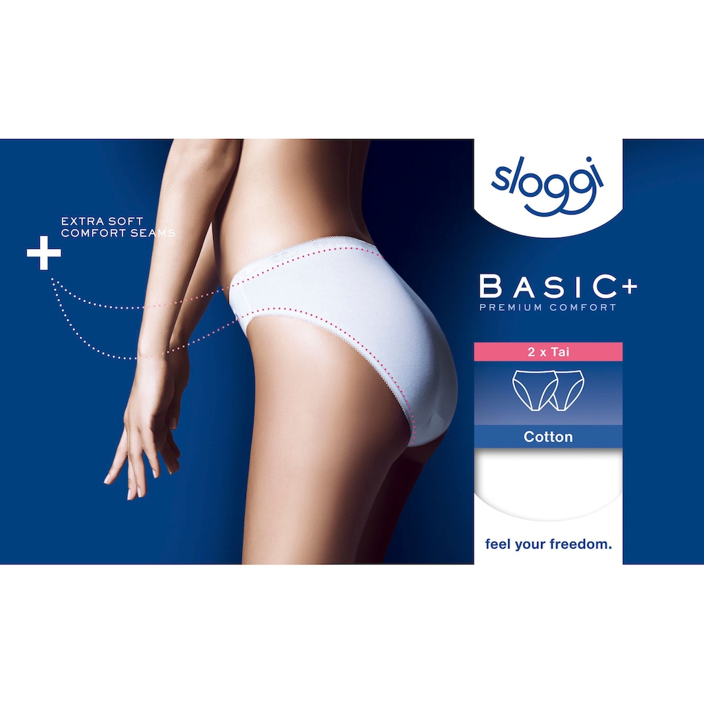 sloggi Jazz-Pants Slips »Basic+ Tai 2P«, (Packung, 2 St.), mit elastischer Mäusezähnchenkante