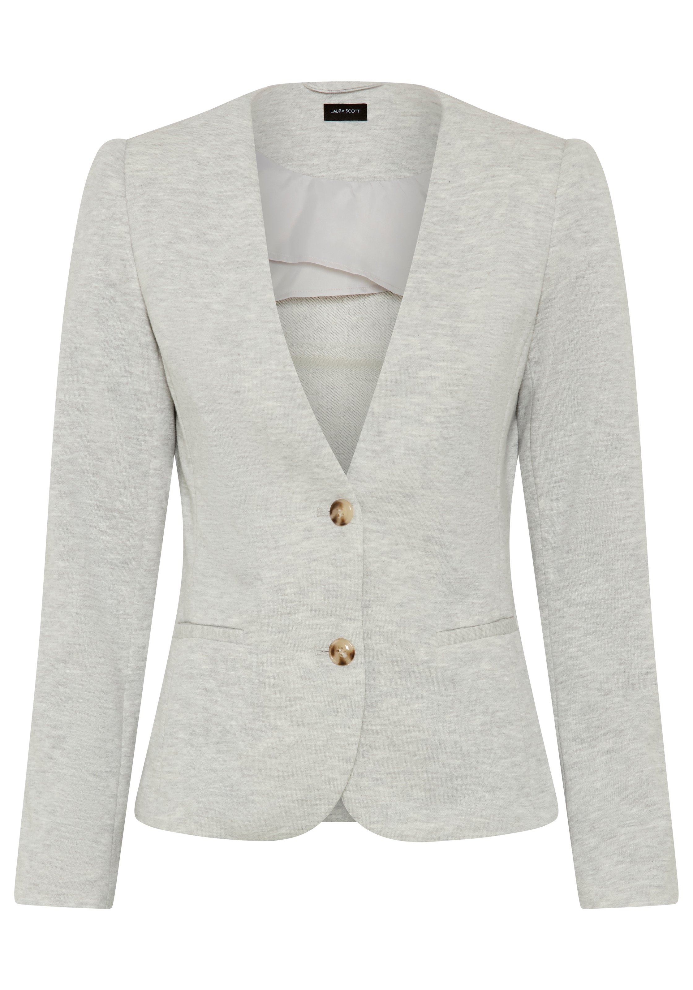 Laura Scott Kurzblazer femininer Stil, aus Polyester und Baumwolle, mit melierter Optik