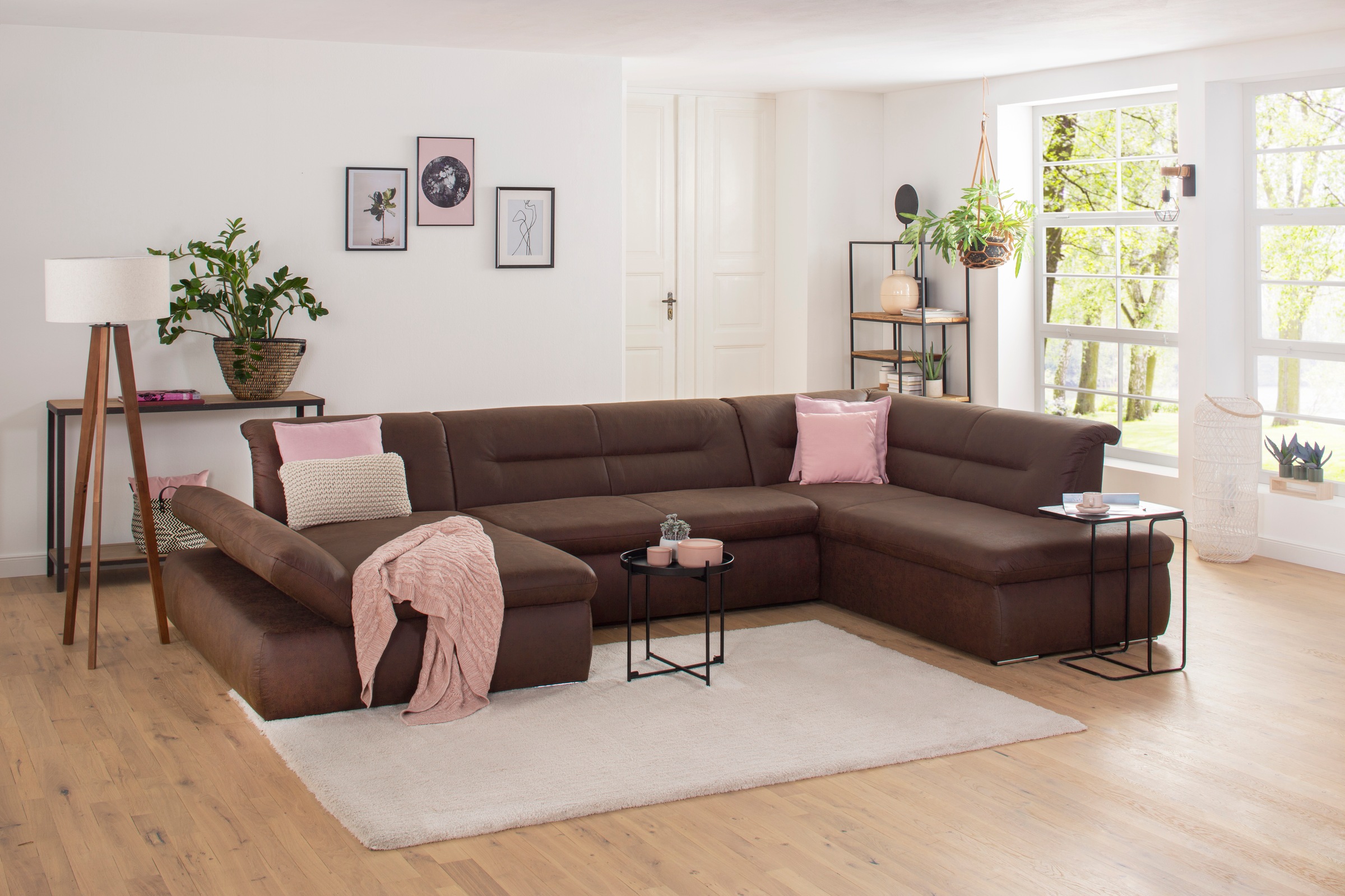 Home affaire Wohnlandschaft »Avesa U-Form« Wahlweise mit Armteilverstellung günstig online kaufen