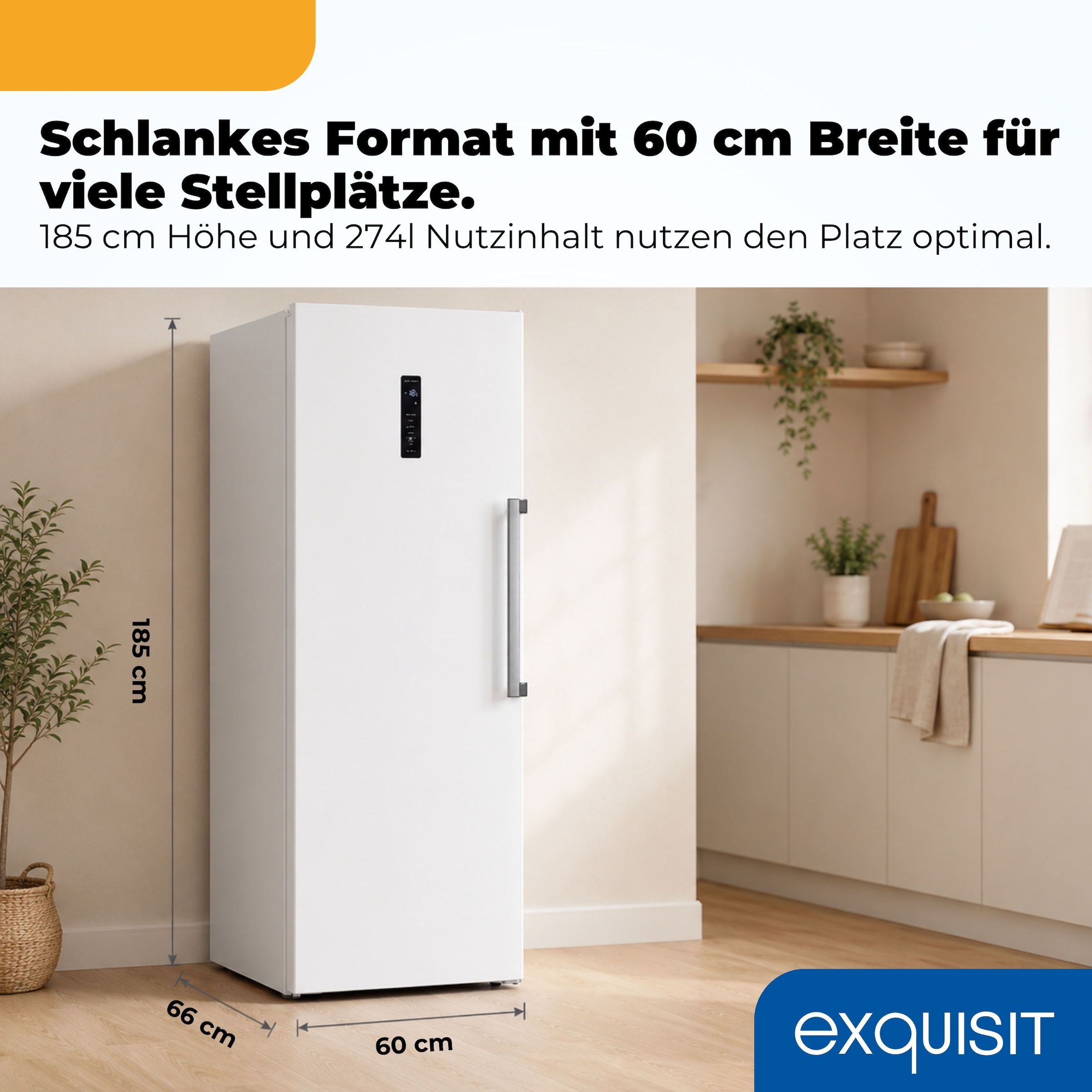 exquisit Gefrierschrank NoFrost »GS295-NF-H-040C weiss« 185 cm hoch 60 cm breit Viel Platz, starke Gefrierleistung & No Frost für eisfreies Gefrieren