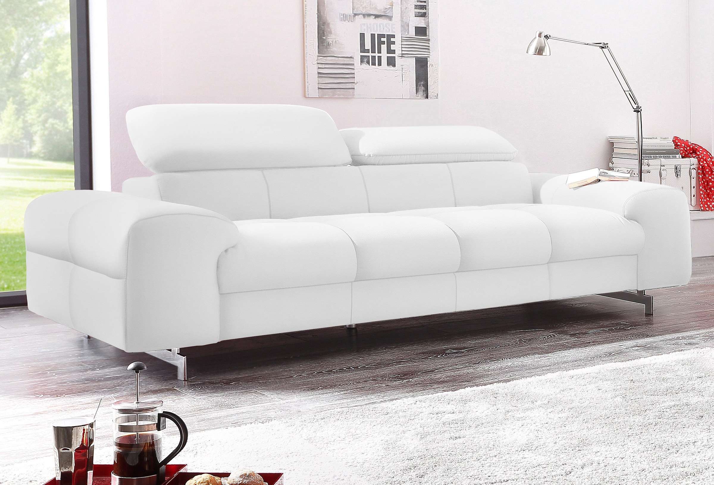 COTTA 3-Sitzer »Chef«, Big-Sofa mit Kopfteilverstellung, edle Metallkufen günstig online kaufen
