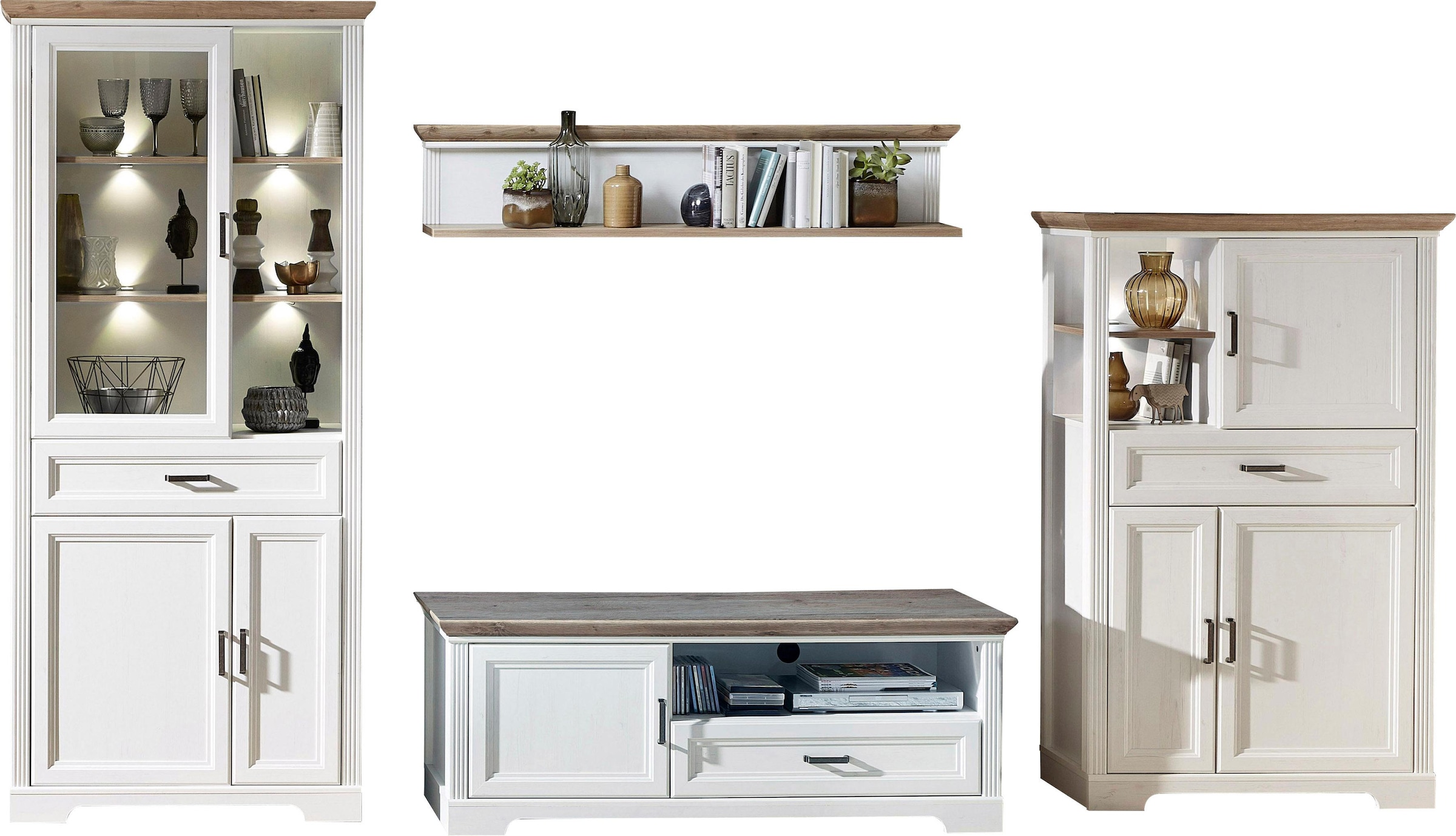 Innostyle Wohnwand »Jasmin«, (Set, 4 St.), inkl. LED-Beleuchtung, mit Soft-Close-Funktion