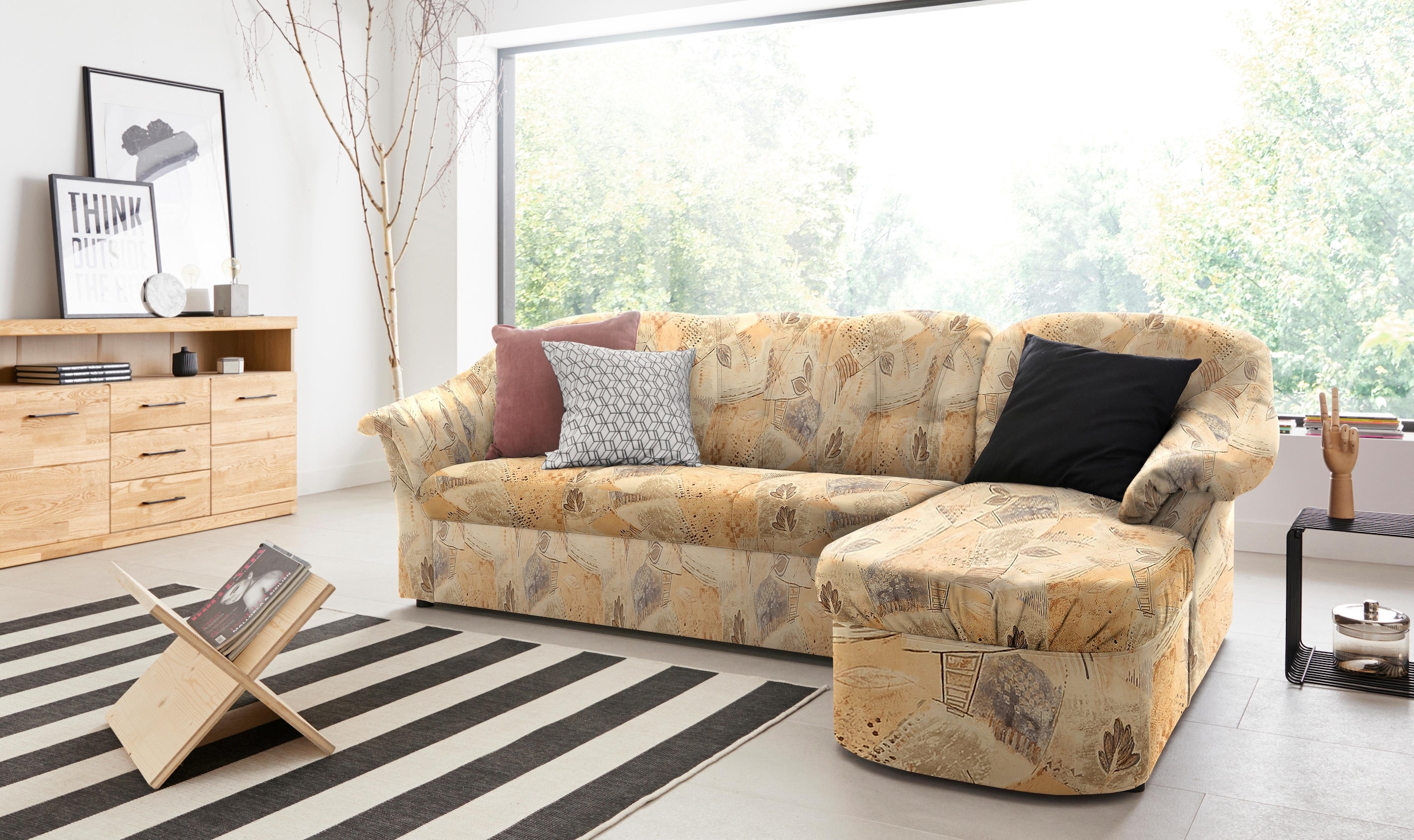 DOMO collection Ecksofa »Pegnitz, elegante Rückensteppung, kompakte Stellma günstig online kaufen