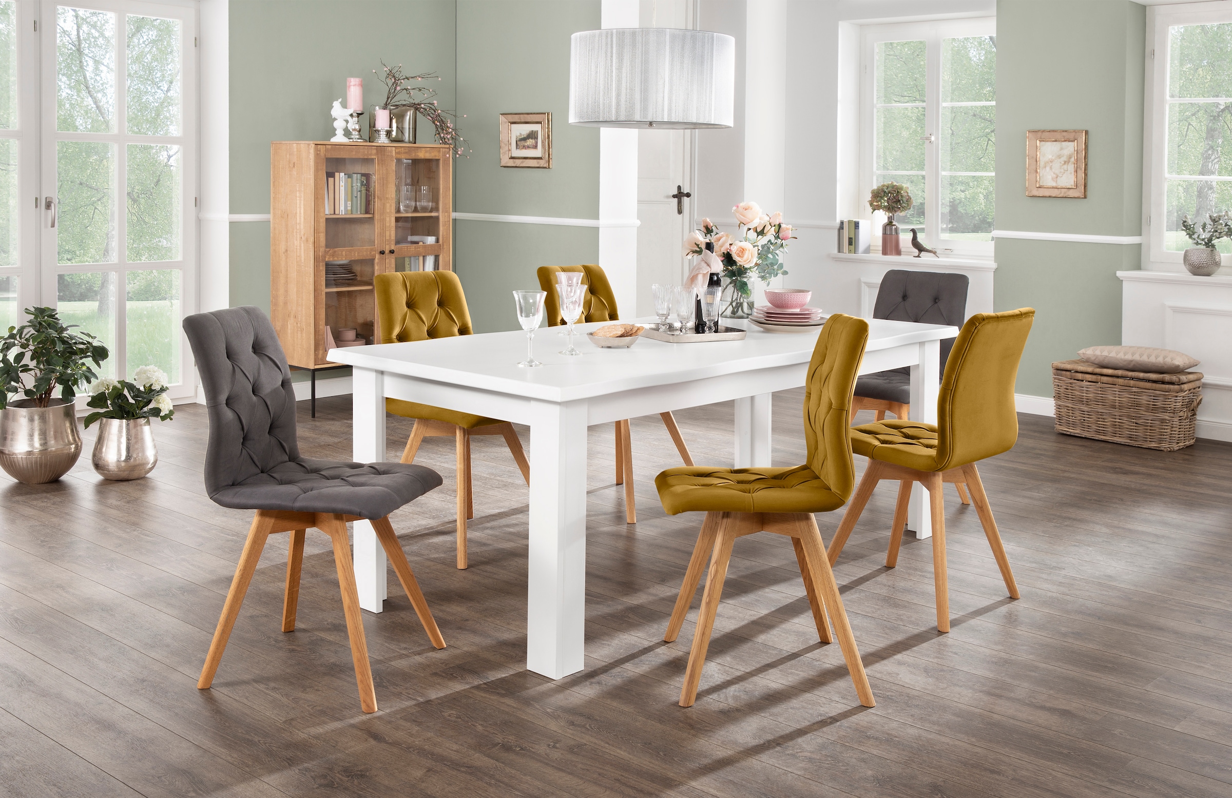 andas 4-Fußstuhl »Rania«, (Set), 6 St., Samtoptik, Im 2er/4er/6er-Set