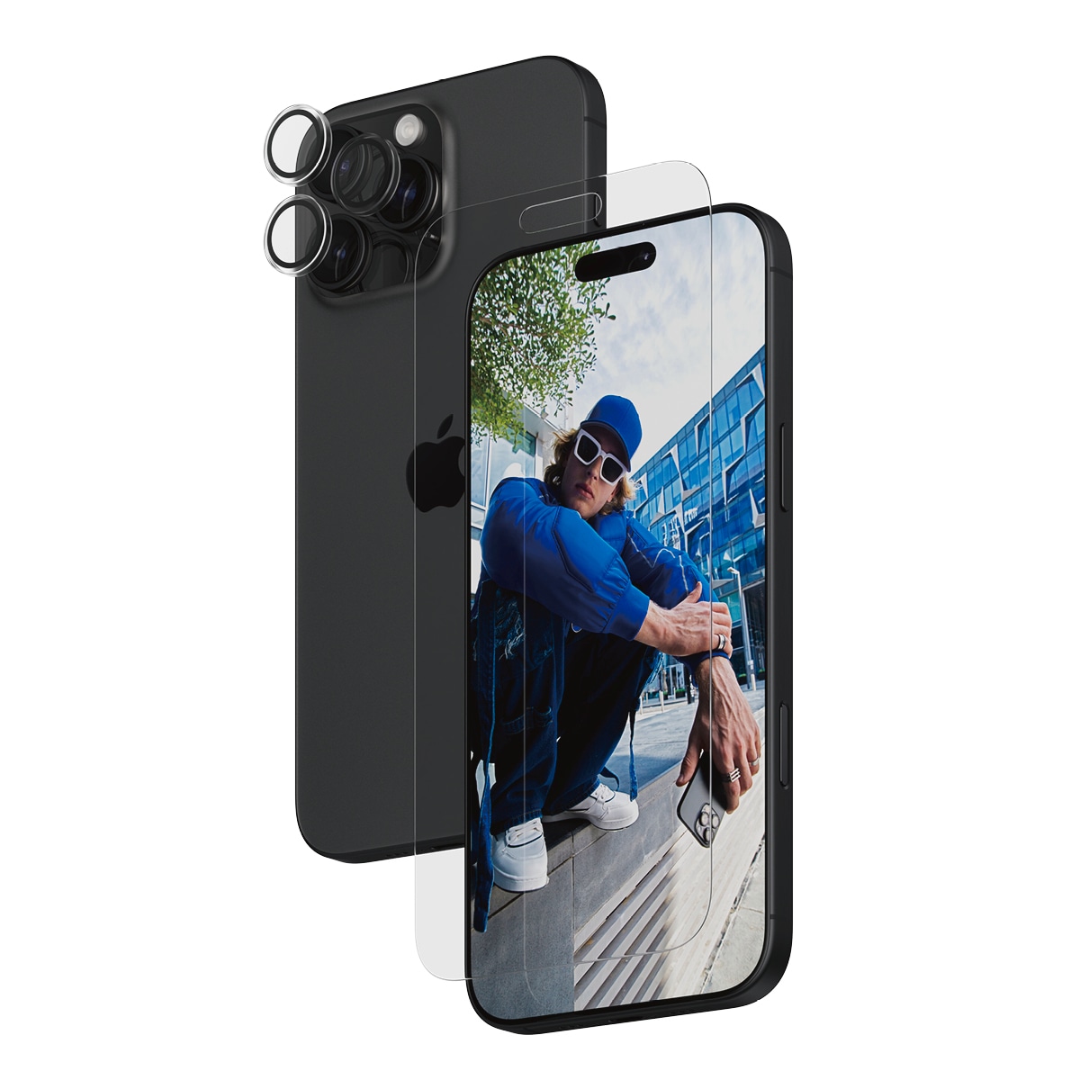PanzerGlass Displayschutzglas »2-in-1 Protection, Glass, Lens Protector« für Apple iPhone 16 Pro Max Displayschutzfolie, Schutzfolie, Bildschirmschutz, kratz- & stoßfest
