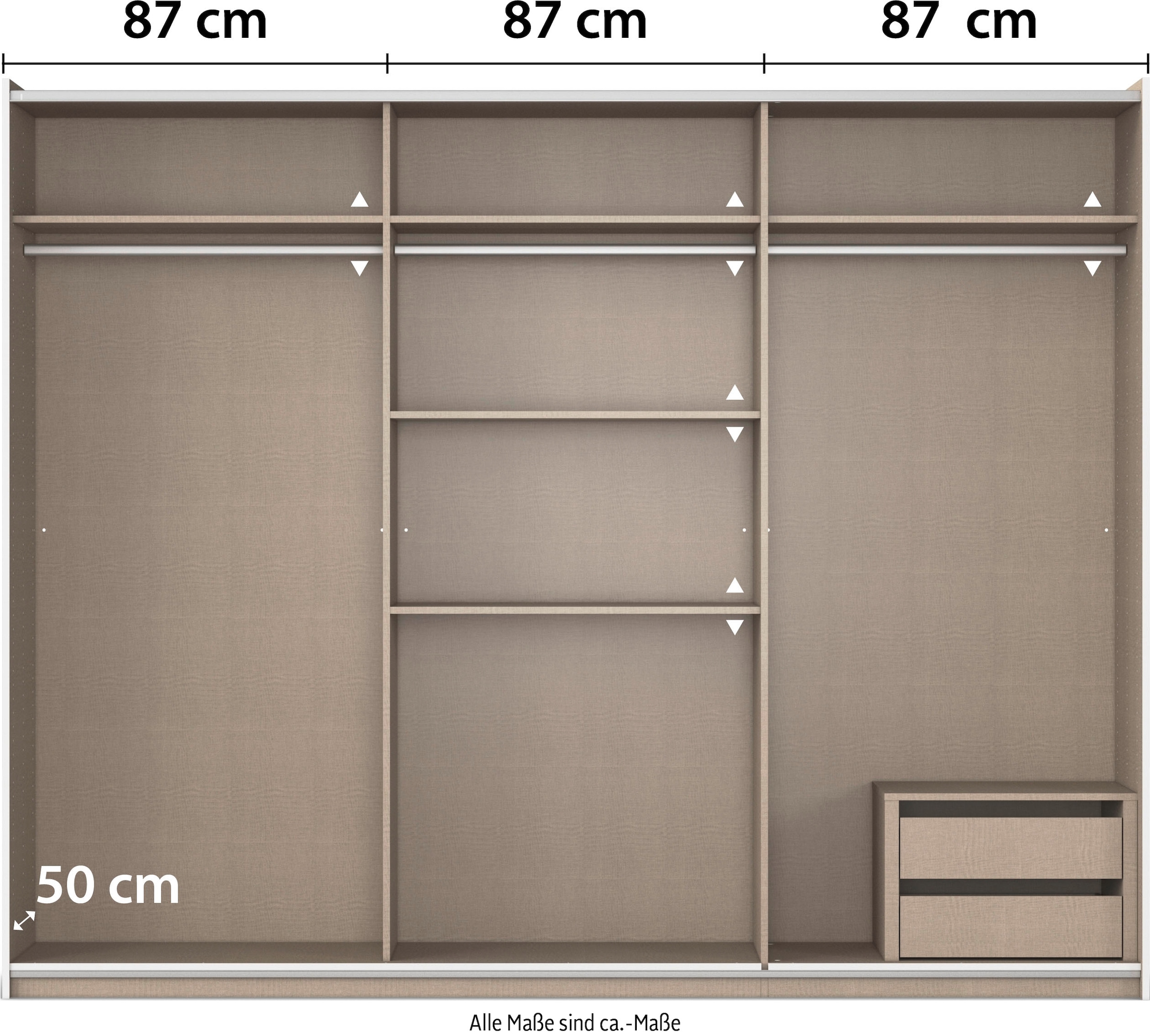 rauch Schwebetürenschrank »Kleiderschrank Garderobe TOPSELLER AURELIO mit 3 Ausstattungsvarianten«, 3 verschiedene Ausstattungsvarianten Griffe aus Metall MADE IN GERMANY