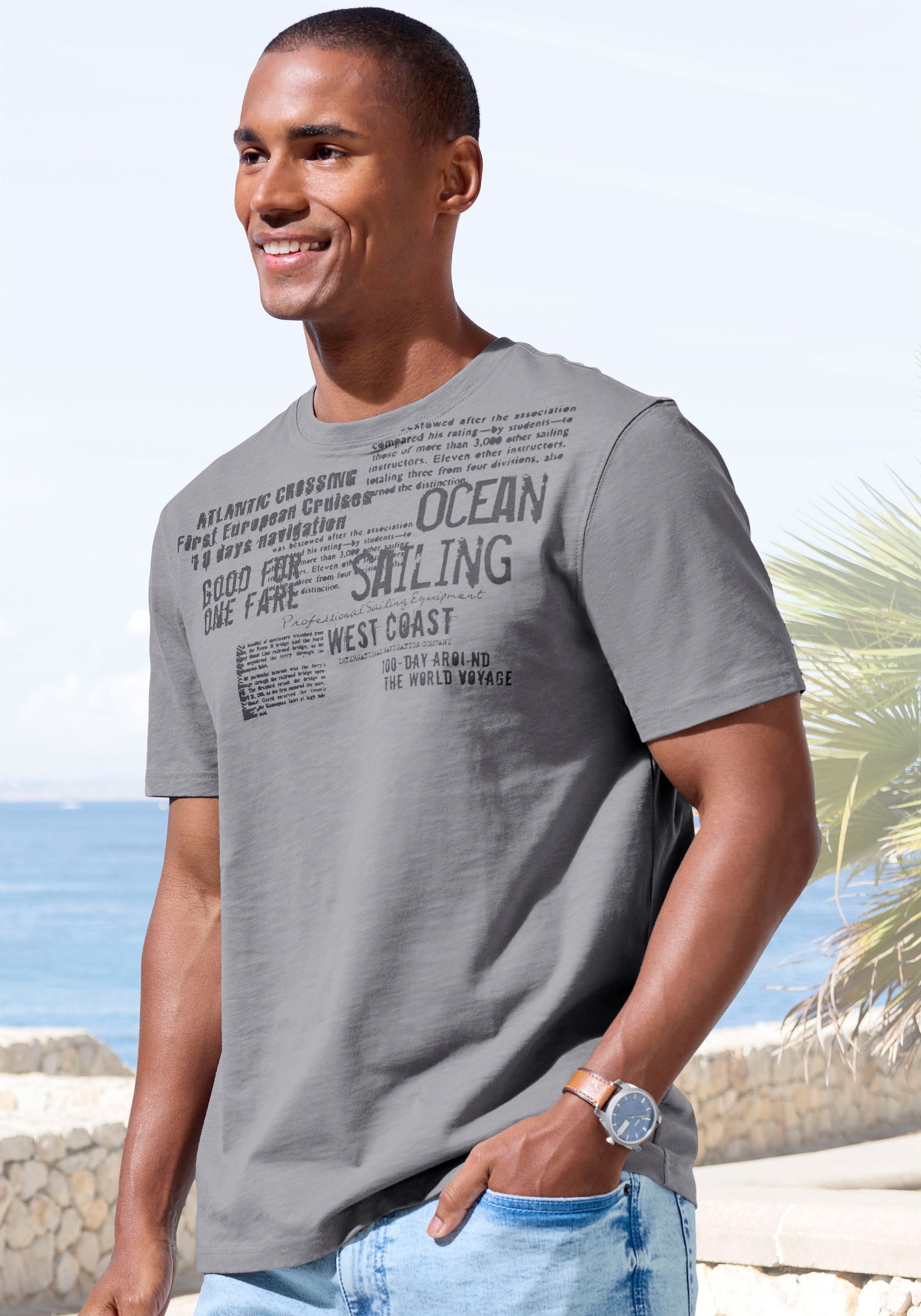 John Devin T-Shirt »mit Print« Regular-Fit, aus Slub-Qualität, mit Print