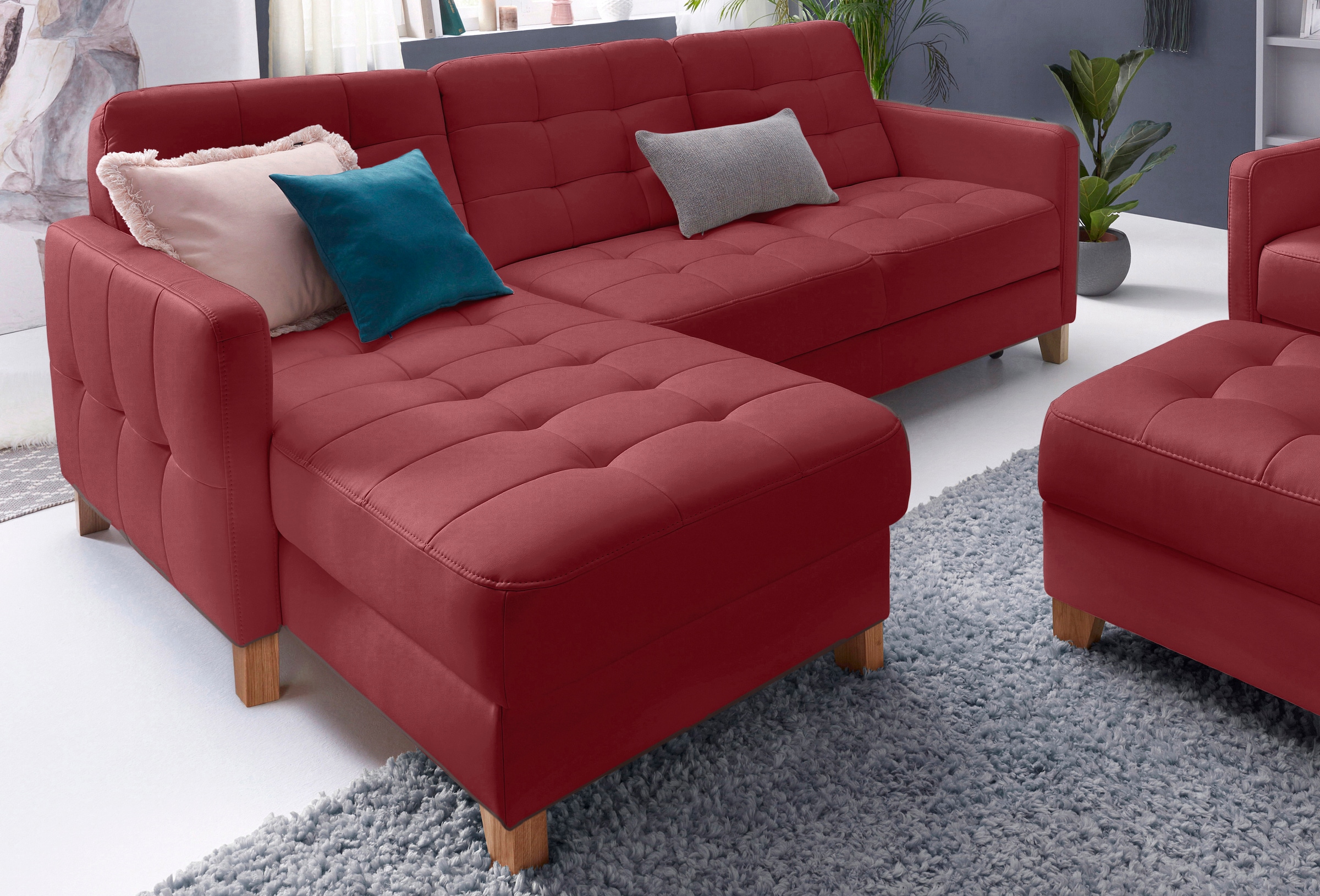 exxpo - sofa fashion Ecksofa »Elio, kompakt und komfortabel, bequem und zeitloses Design, L-Form«, wahlweise mit Bettfunktion