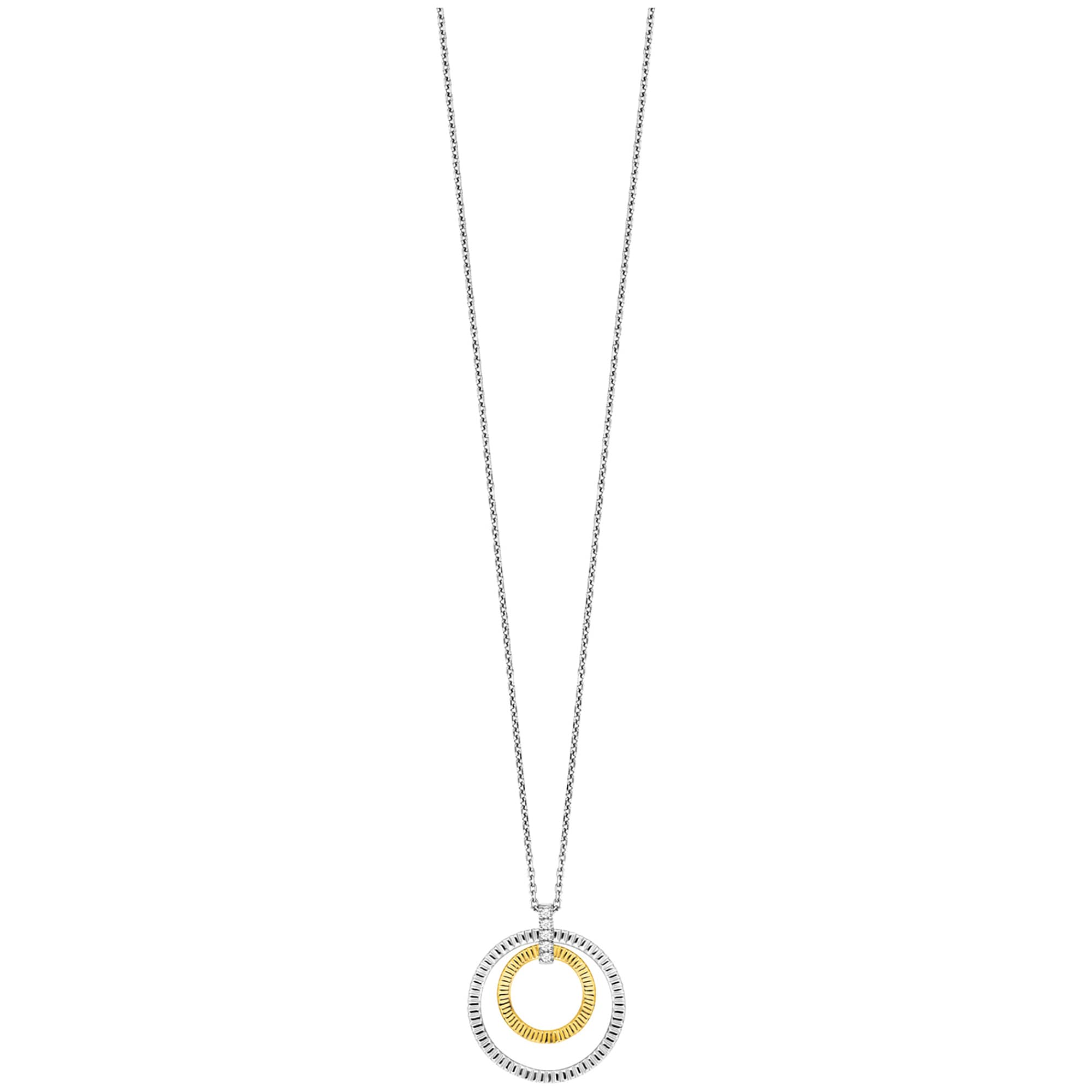 Julie Julsen Kette mit Anhänger »925/- Sterling Silber rhodiniert/vergoldet 2 Kreise Zirkonia«