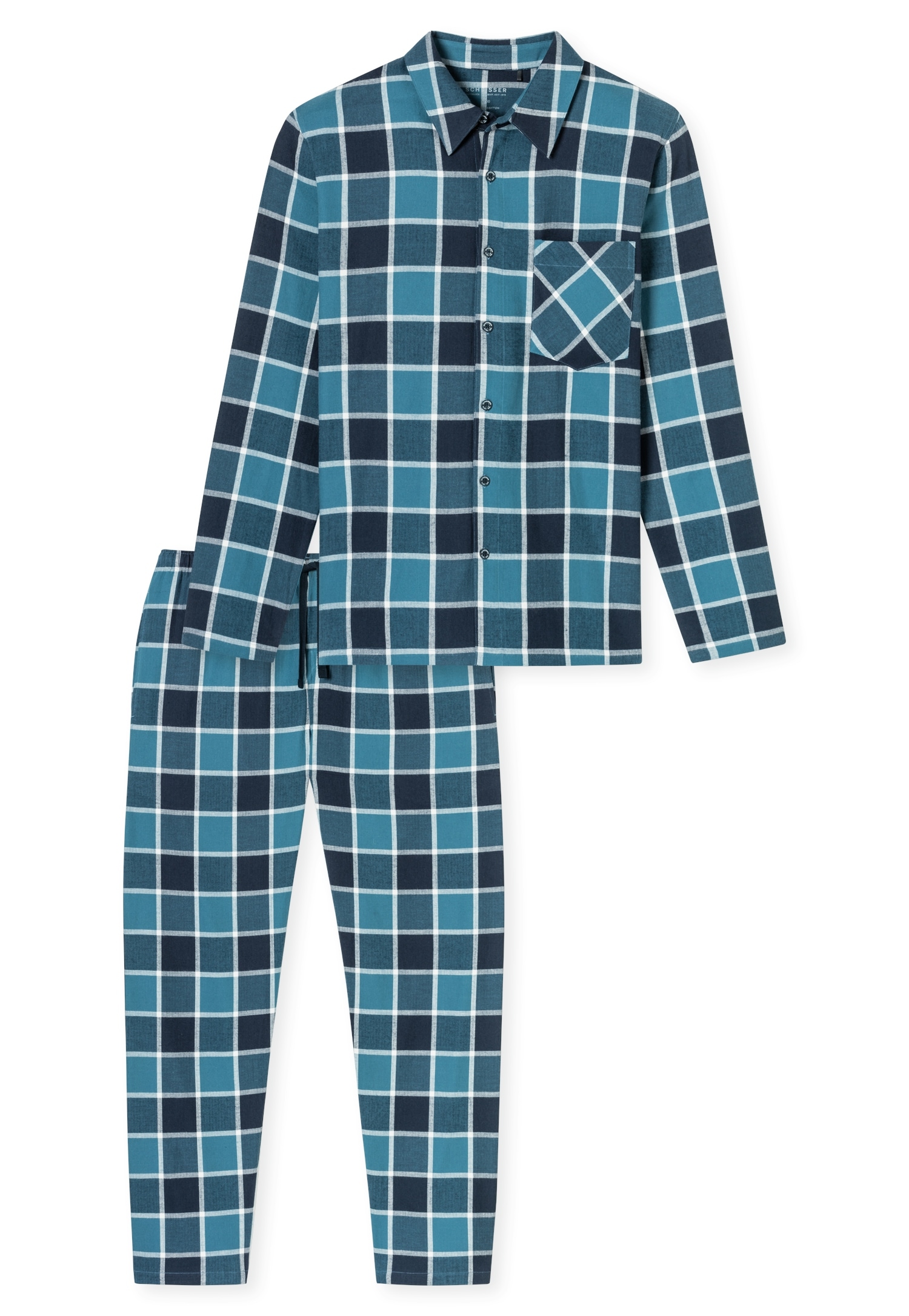 Schiesser Schlafanzug »Selected Premium Warming«, (2 tlg.), mit winterlichem Karomuster