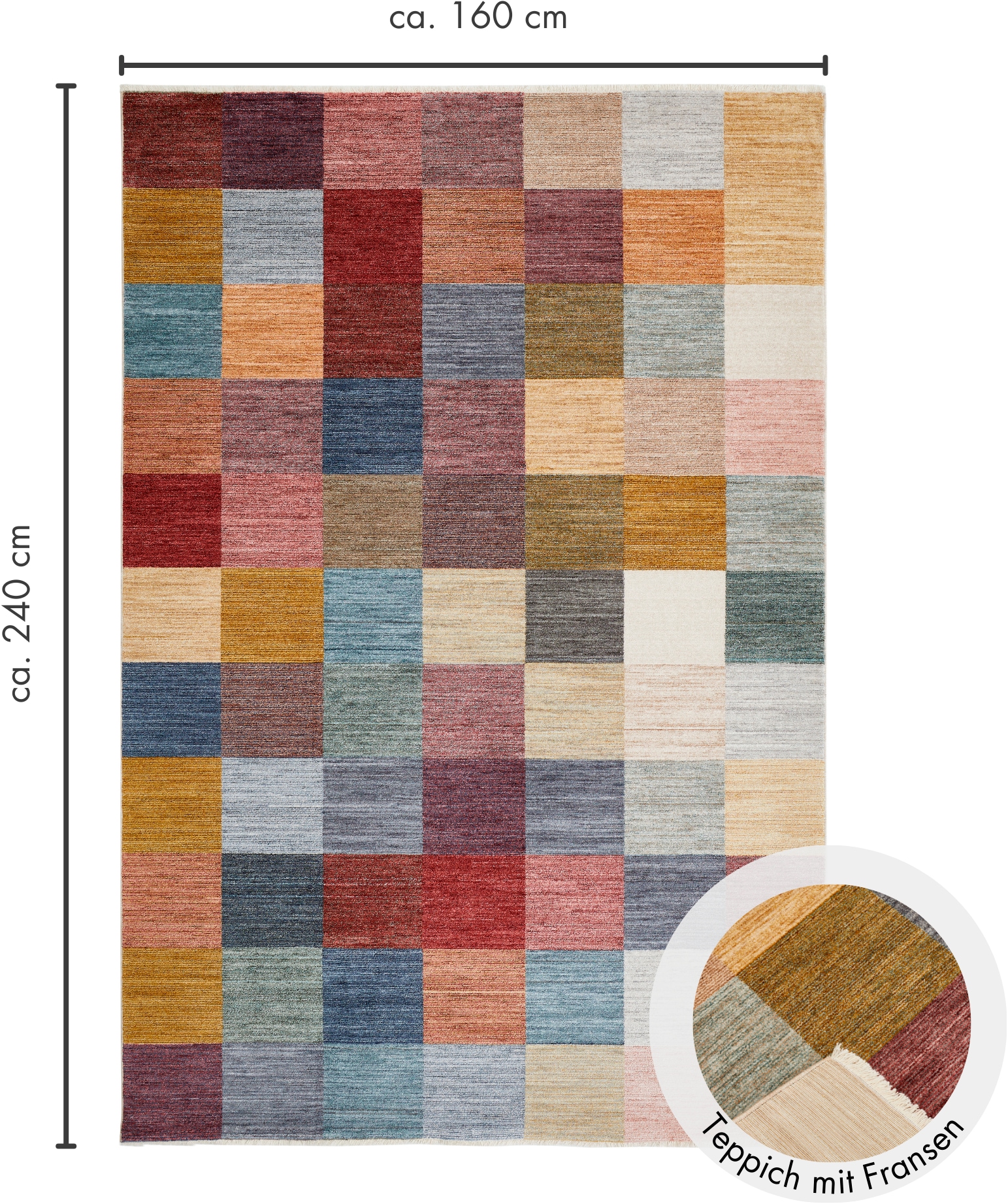LUXOR living Teppich »Rocco«, rechteckig, 11 mm Höhe, Vintage-Look, verschiedene Designs, mit Fransen, Wohnzimmer