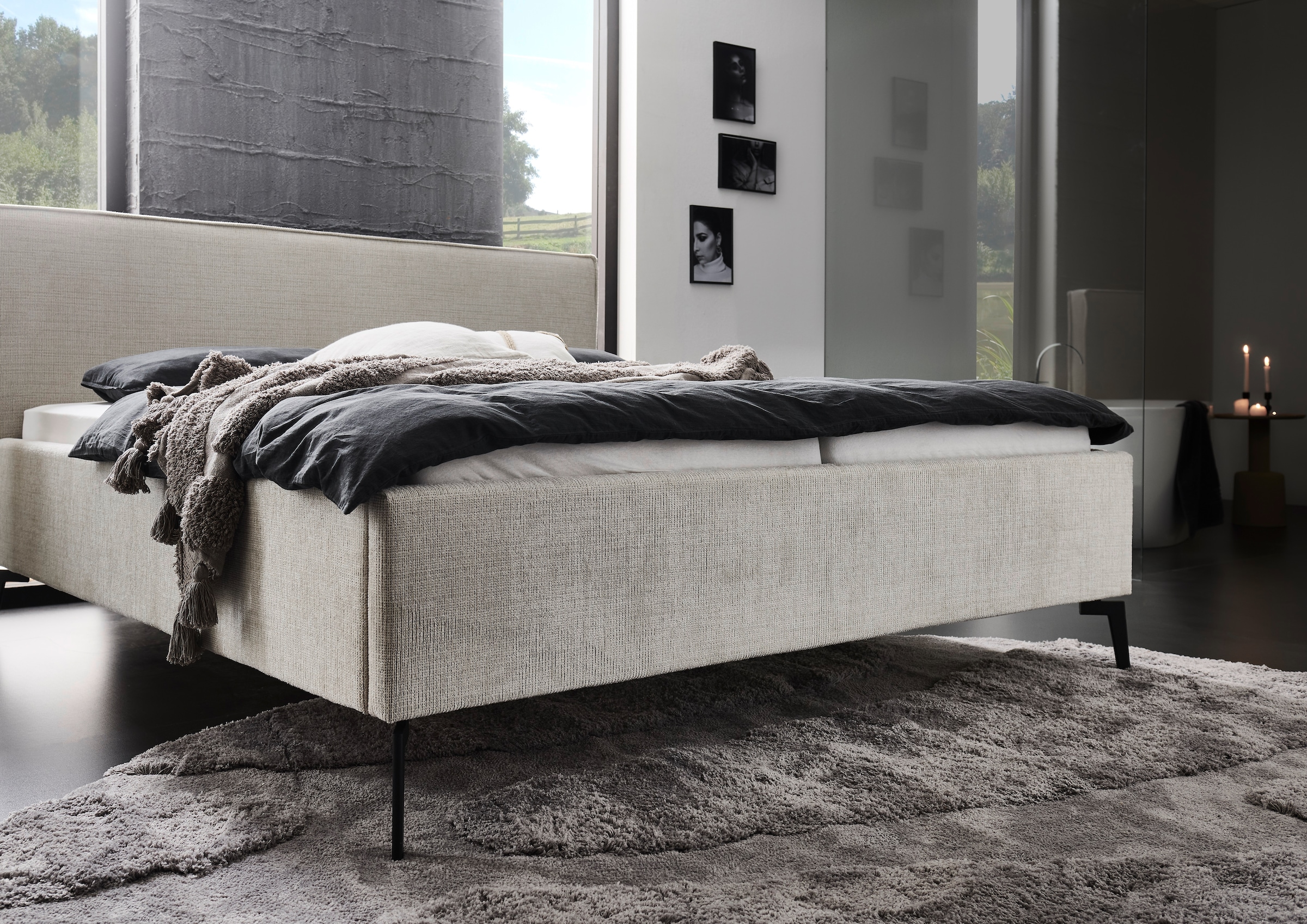 meise.möbel Polsterbett »Riva II«, mit schwarzen Metallfüßen, wahlweise mit Bettkasten
