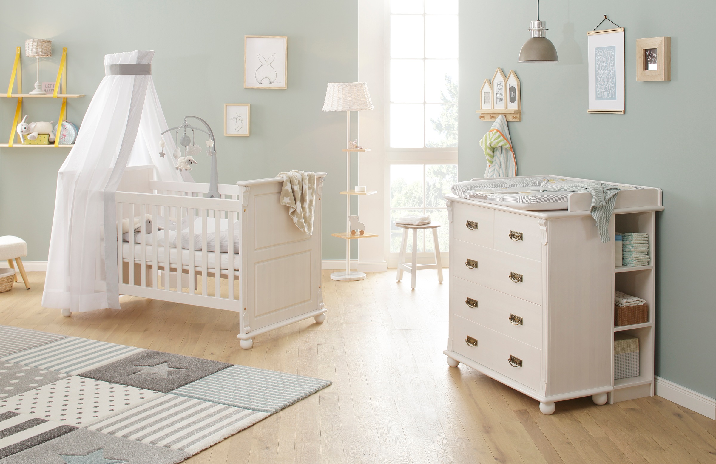 Lüttenhütt Babyzimmer-Komplettset Aimo, luxoriöser Landhausstil, Messinggri günstig online kaufen