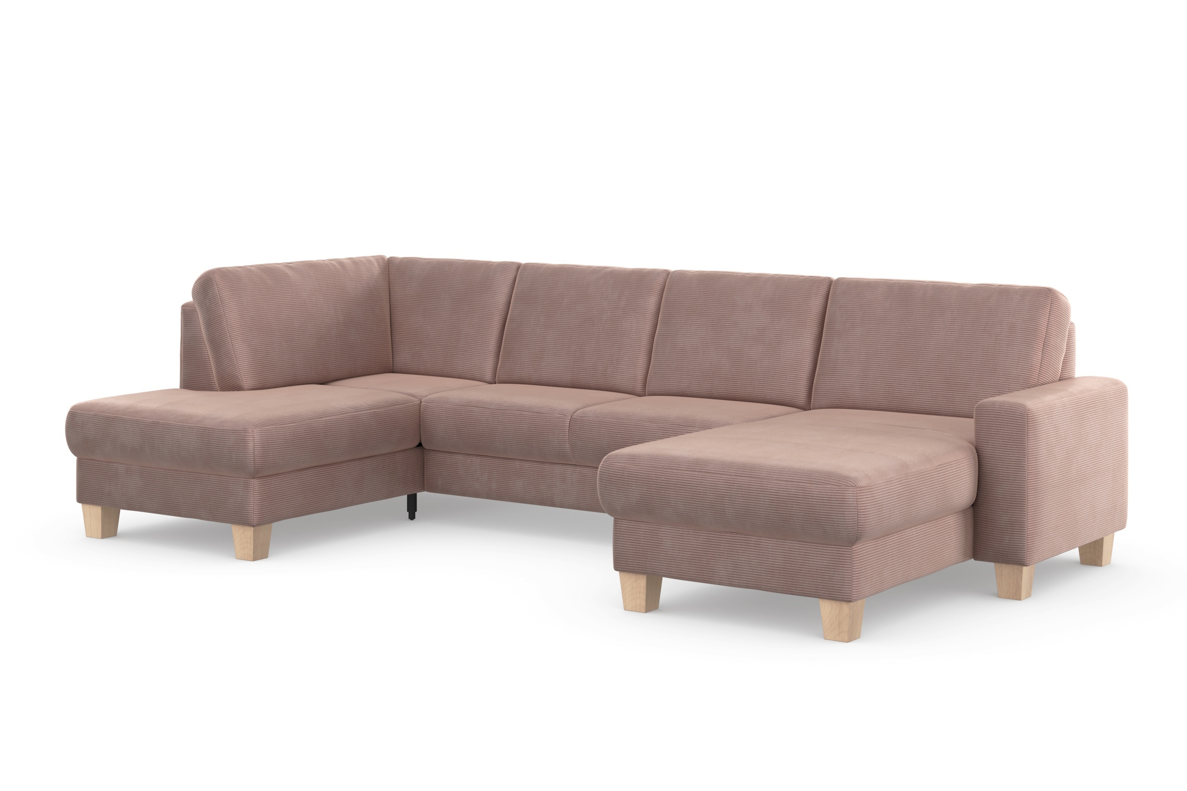 Home affaire Wohnlandschaft »Summer U-Form«, mit oder ohne Bettfunktion und Bettkasten, Cord-Bezug